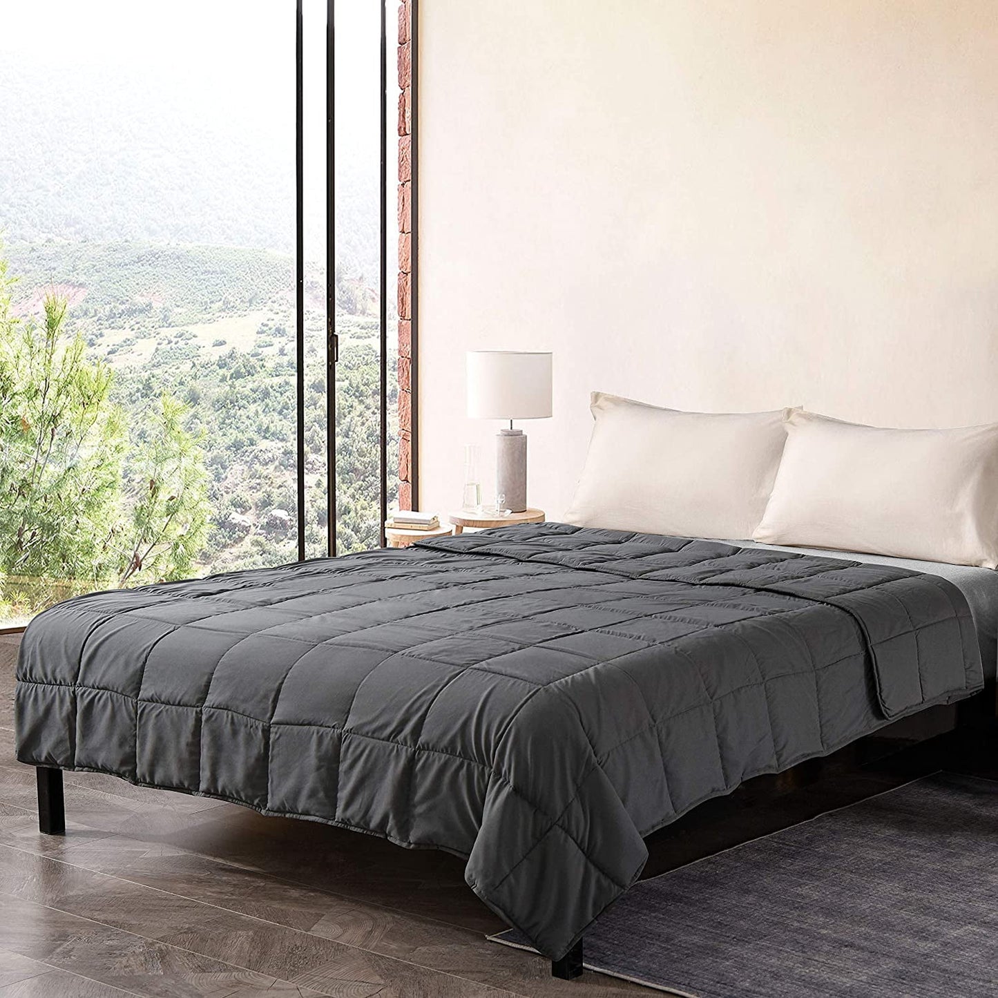 Exclusivo Mezcla Grey Weighted Blanket (48"x72" 15lbs),7-Layer Twin Size Heavy Blanket with Premium Glass Beads