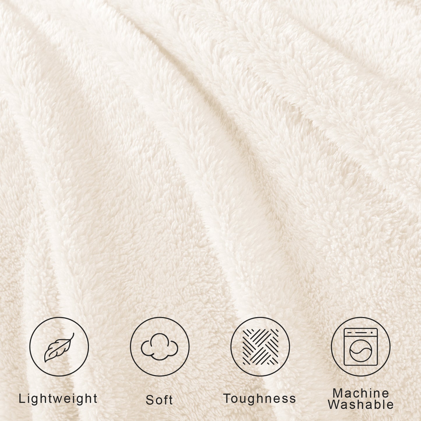 Exclusivo Mezcla Soft Fleece Throw Blanket for Couch, Super Soft Velvet Plush Bed Blanket, Fuzzy Cozy Blankets for All Seasons, 50x60 Inches, Ivory Blanket