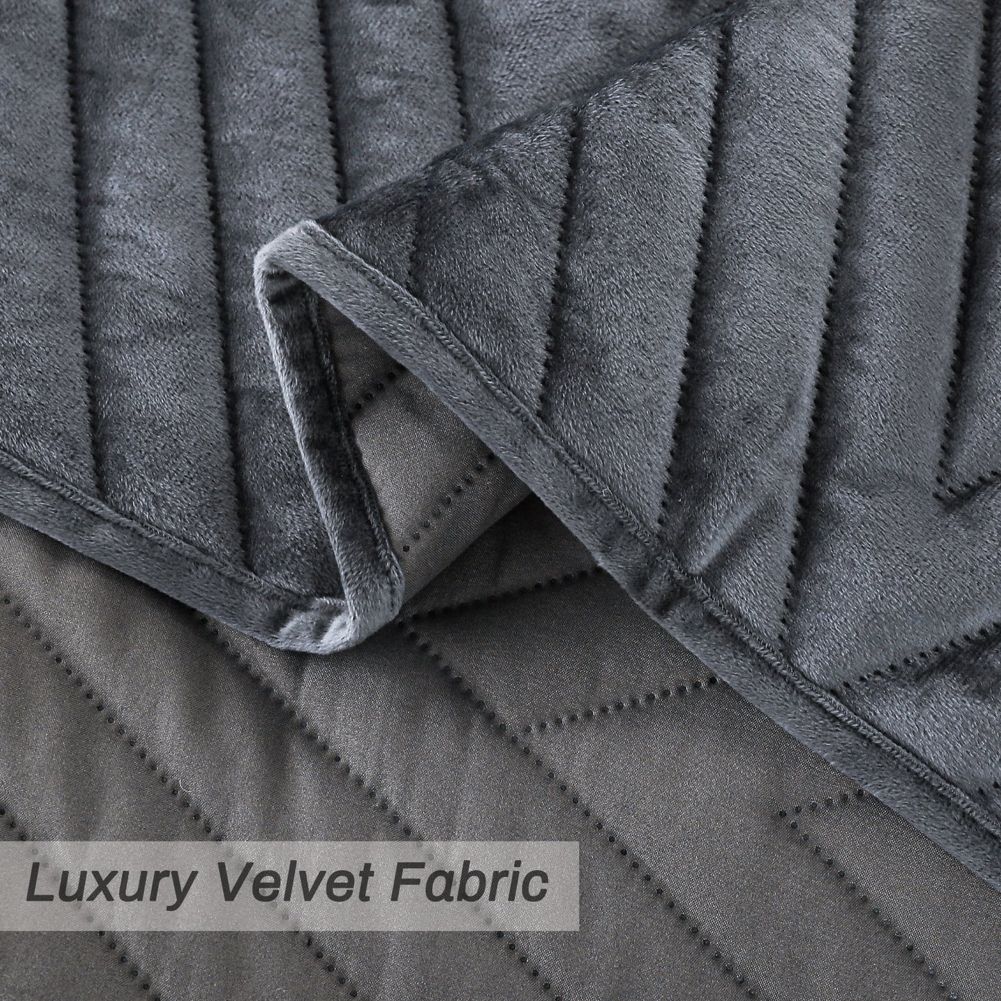 Exclusivo Mezcla Super Plush Velvet Quilts Queen Size with Pillow Shams, Luxury Soft Reversible 3 Piece Bedspreads Coverlet Comforter set for all seasons, Lightweight and Warm, Dark Grey