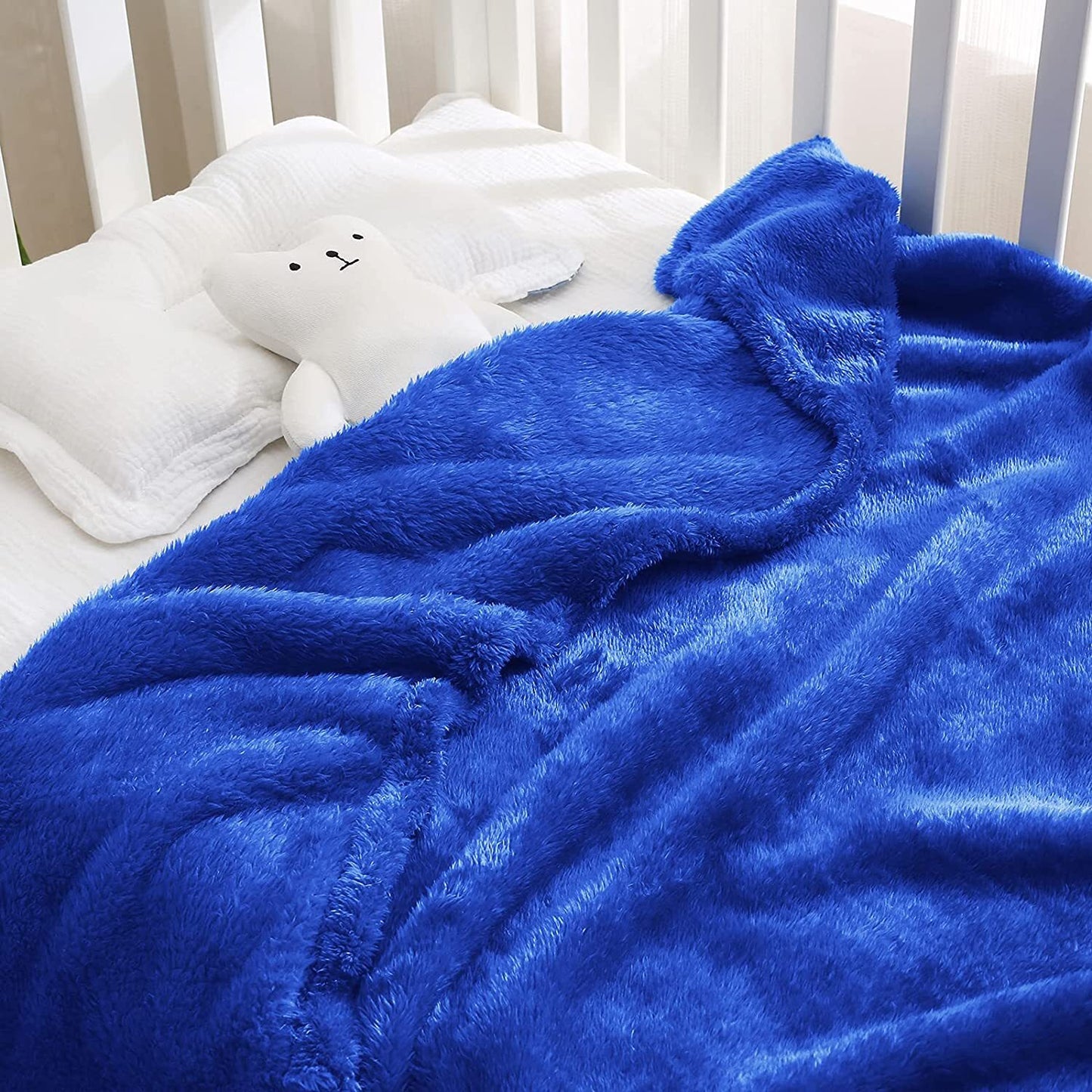 Exclusivo Mezcla Plush Baby Blanket, Soft and Warm Swaddle Throw Blanket, Infant, Newborn, Toddler and Kids Receiving Fleece Blankets for Crib Stroller (40x50 inches, Cobalt Blue)