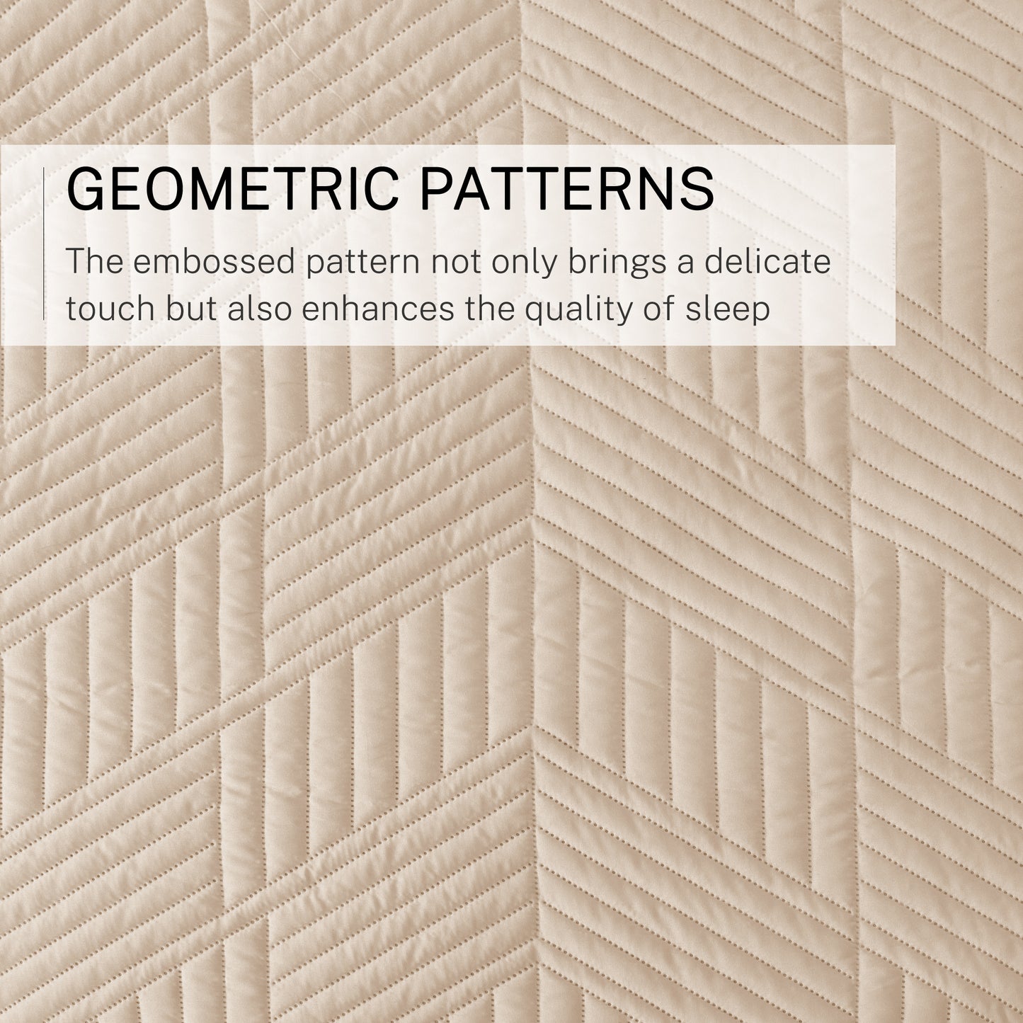 Exclusivo Mezcla Ultrasonic Twin Quilt Bedding Set, Lightweight Brich Beige Bedspreads Soft Modern Geometric Coverlet Set for All Seasons (1 Quilt and 1 Pillow Sham)