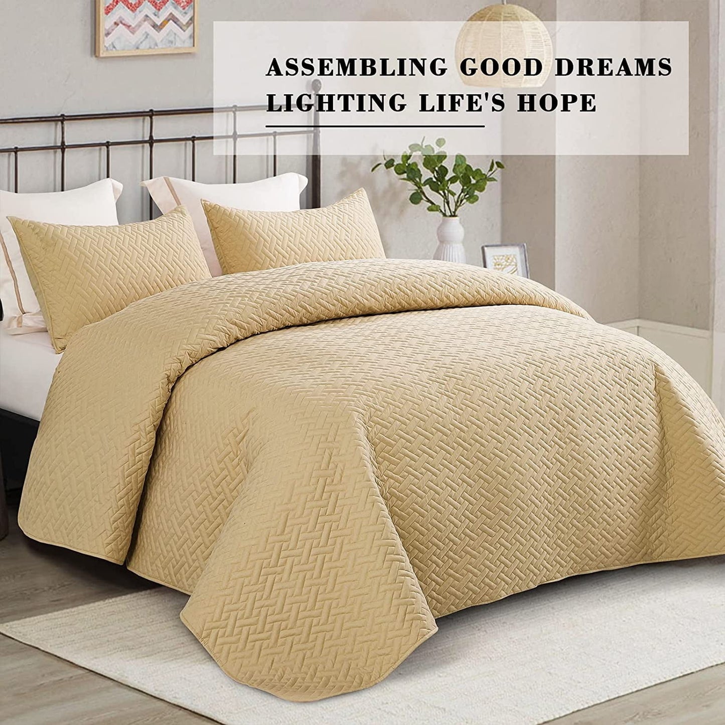 Exclusivo Mezcla 2-Piece Twin Size Quilt Set with One Pillow Sham, Basket Quilted Bedspread/Coverlet/Bed Cover(68x88 inches, White)-Soft, Lightweight and Reversible