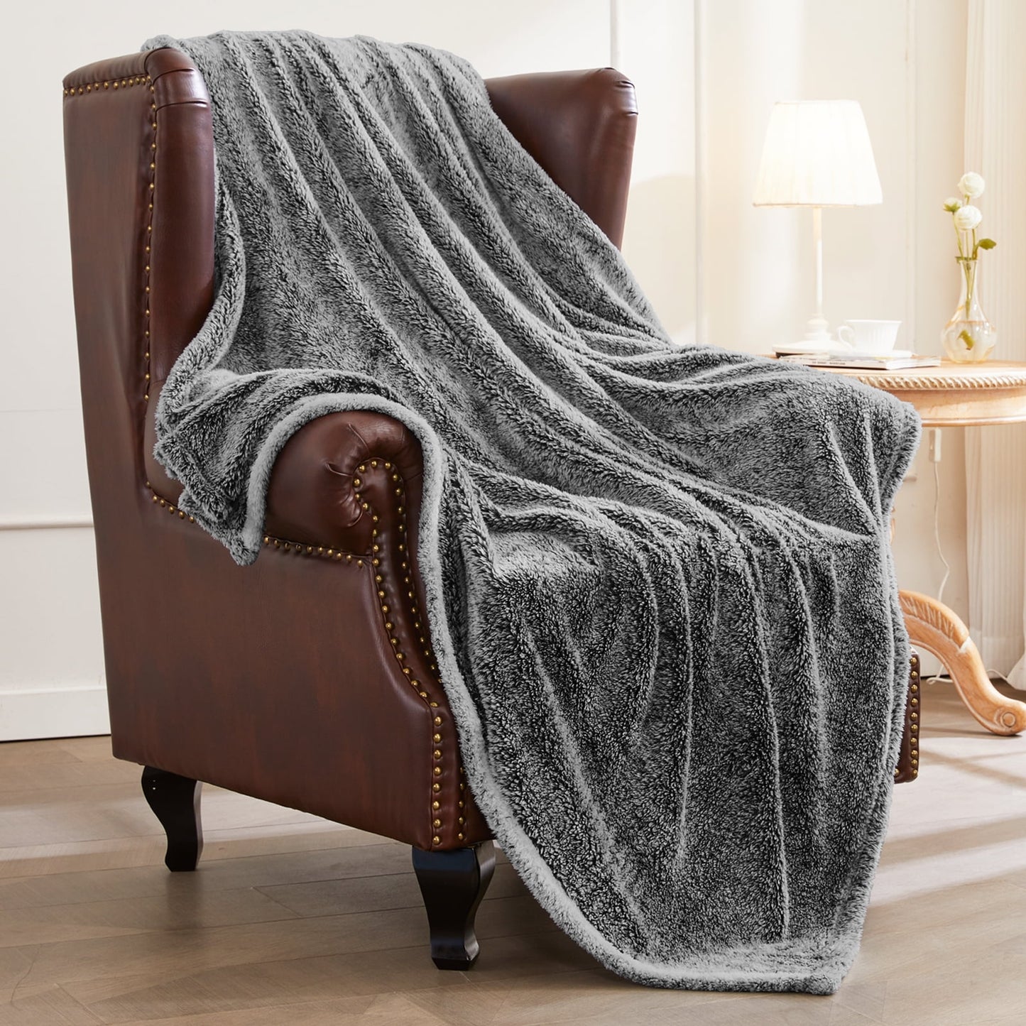 Exclusivo Mezcla Plush Extra Large Fleece Throw Blanket for Couch, Bed and Sofa (50x70 inches,Mixed Black) Soft, Warm, Lightweight