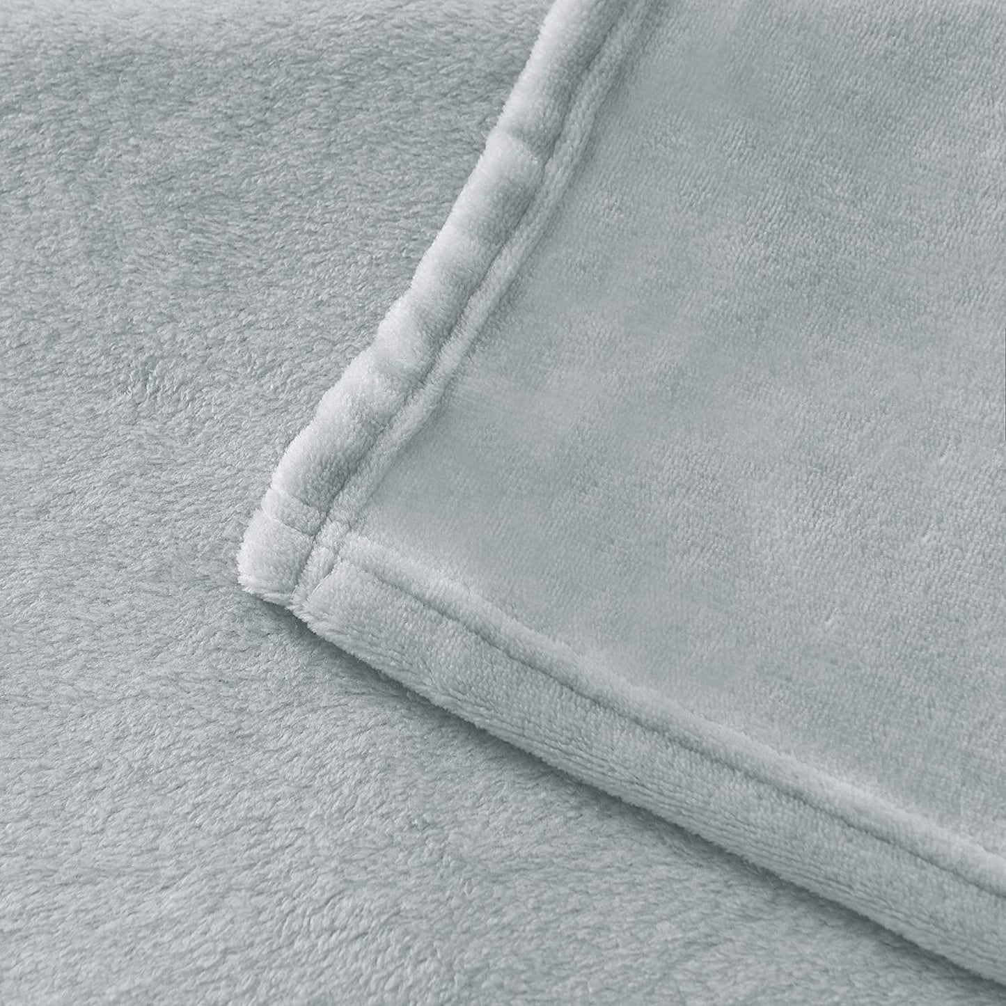 Exclusivo Mezcla Twin Size Flannel Fleece Velvet Plush Bed Blanket as Bedspread/Coverlet/Bed Cover (60" x 80", Light Gray) - Soft, Lightweight, Warm and Cozy