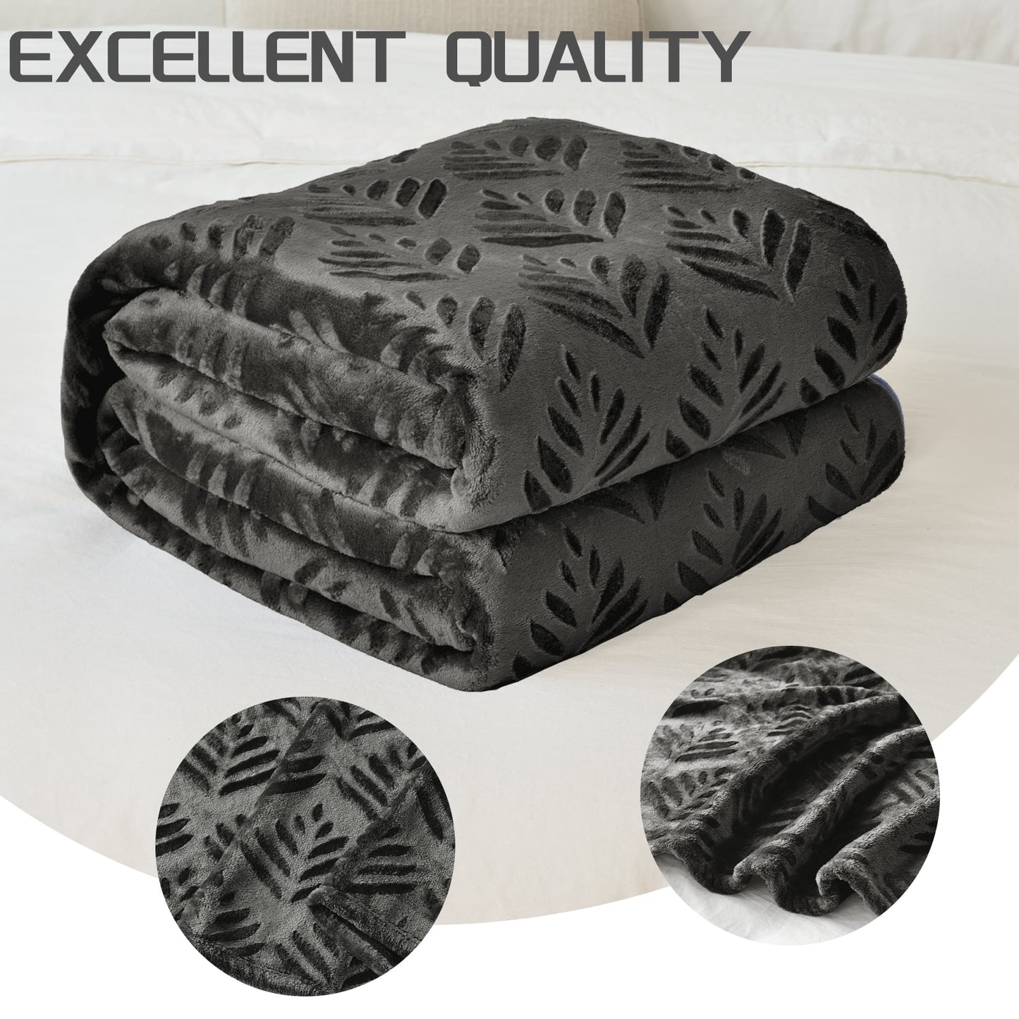 Exclusivo Mezcla Queen size Fleece Blanket for Bed, Super Soft and Warm Grey Blankets for All Seasons, Plush Fuzzy and Thick Flannel Fleece Bed Blanket, 90x90 Inch