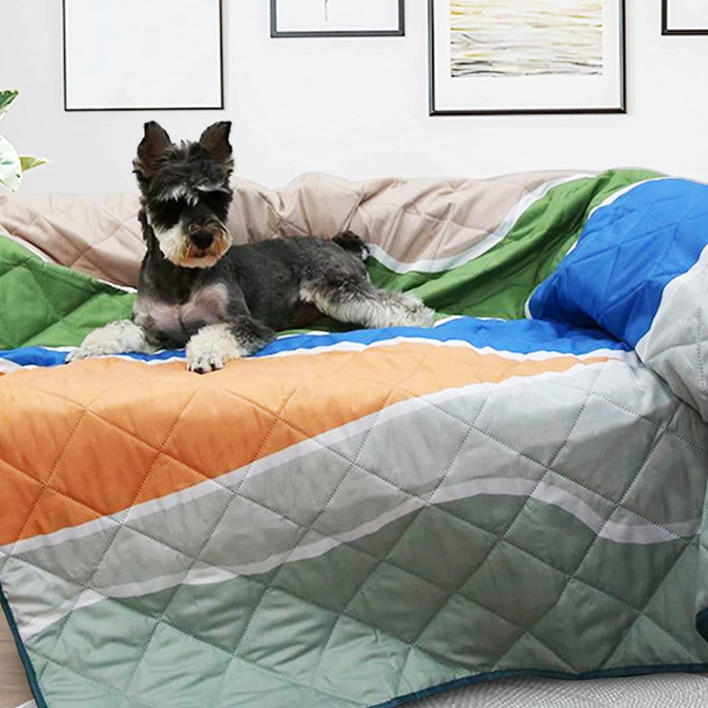 Exclusivo Mezcla Waterproof Picnic Blankets 3-Layer 60x80 Inches Large Sandproof Beach Blanket Foldable Outdoor Blanket for Camping on Grass Picnic Mat, Abstract Green