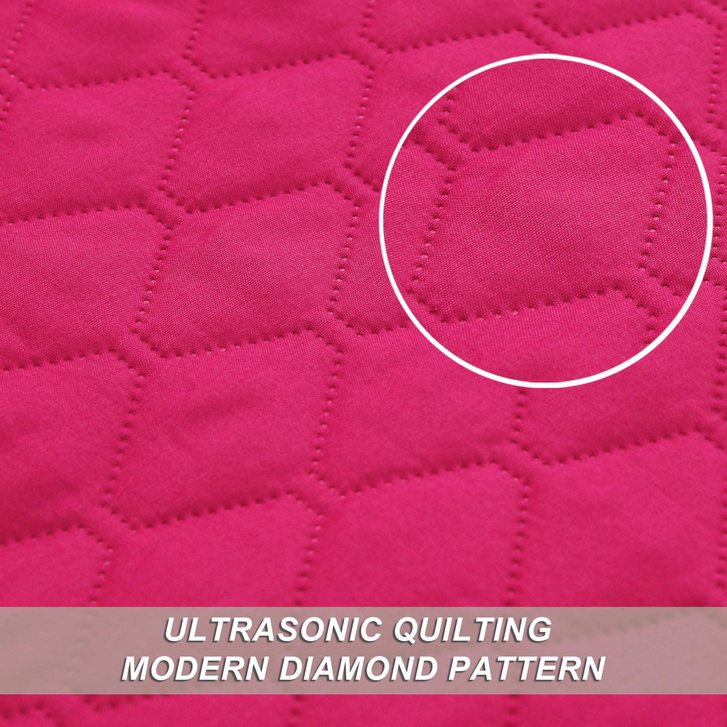 Exclusivo Mezcla Ultrasonic Reversible King Size Quilt Bedding Set with Pillow Shams, Lightweight Quilts King Size, Soft Bedspreads Bed Coverlets for All Seasons - (Hot Pink, 104"x96")