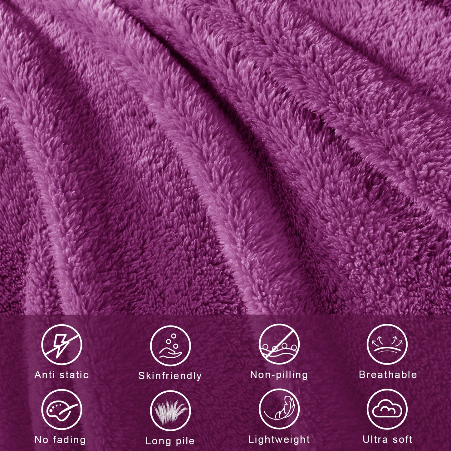 Exclusivo Mezcla Queen Size Flannel Fleece Blanket, Super Soft Velvet Plush Bed Blanket, Fuzzy Cozy Blankets for All Seasons, 90x90 Inches, Purple Blanket