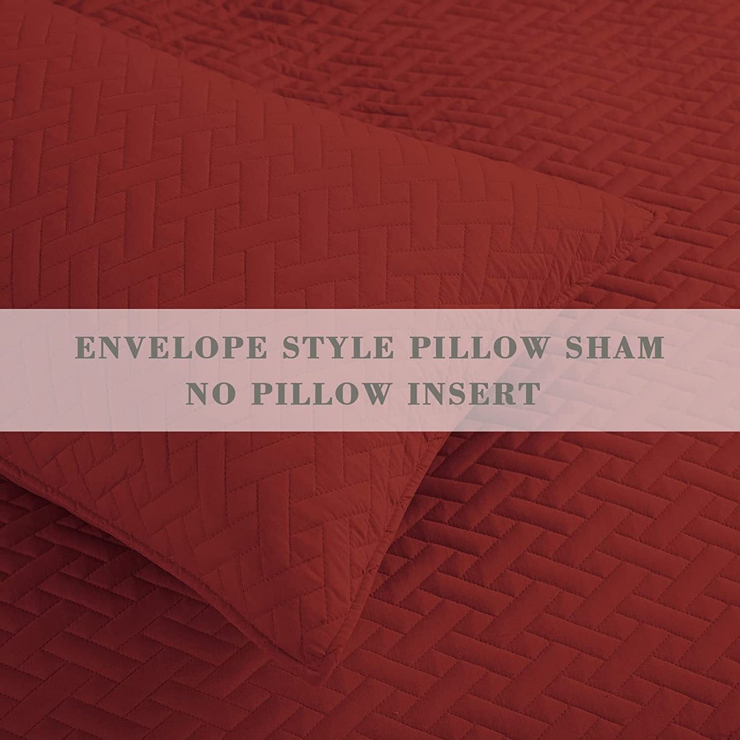Exclusivo Mezcla 3-Piece King Size Quilt Set with Pillow Shams, Basket Quilted Bedspread/Coverlet/Bed Cover(96x104 Inches, Red) -Soft, Lightweight and Reversible