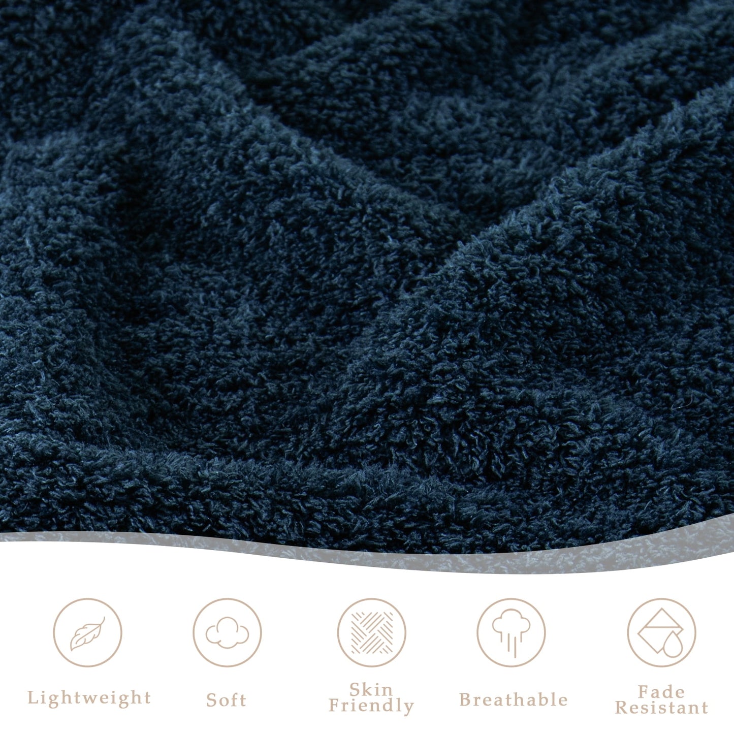 Exclusivo Mezcla Fuzzy Fleece Bed Blanket, Lightweight Fluffy Solid Velvet Blankets Queen Size, Suitable for All Seasons, 90x90 Inches, Navy Blue