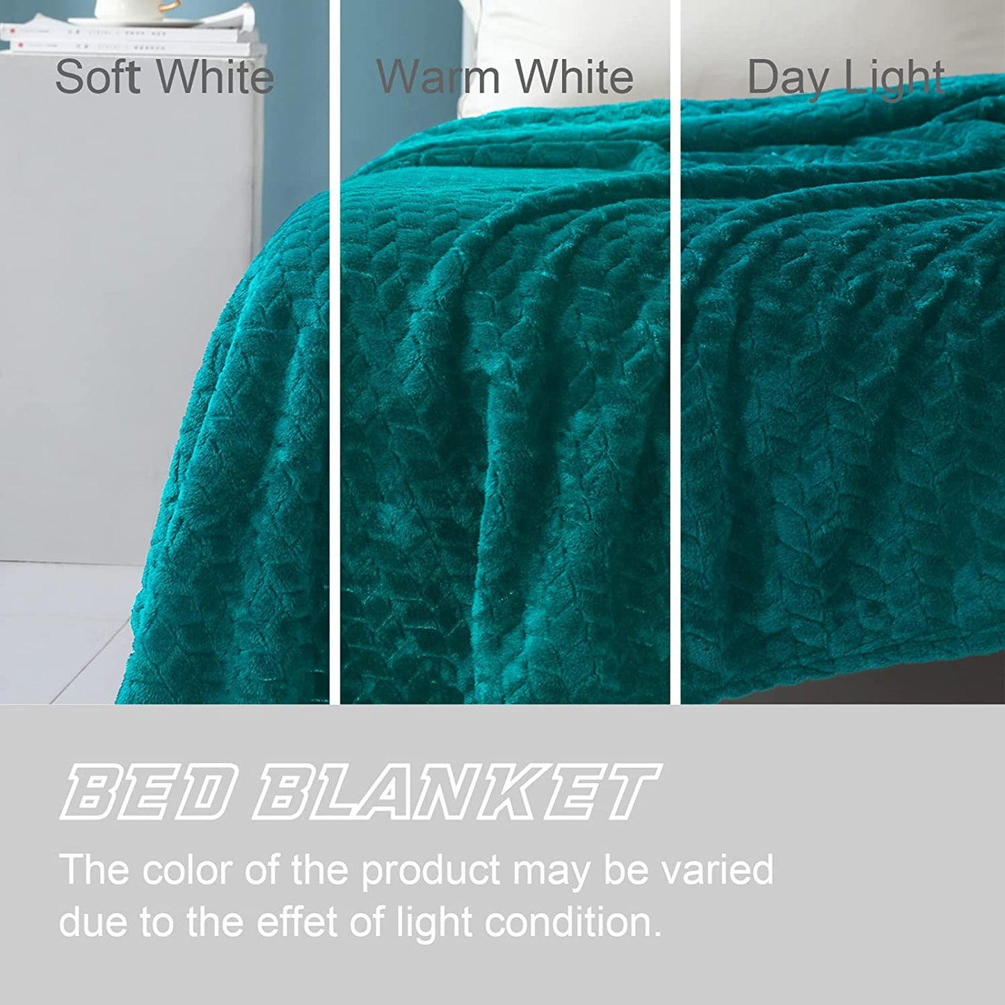 Exclusivo Mezcla Twin Size Jacquard Weave Leaves Pattern Flannel Fleece Velvet Plush Bed Blanket for Couch Bed Sofa (90" x 66", Teal) - Soft, Lightweight, Warm and Cozy