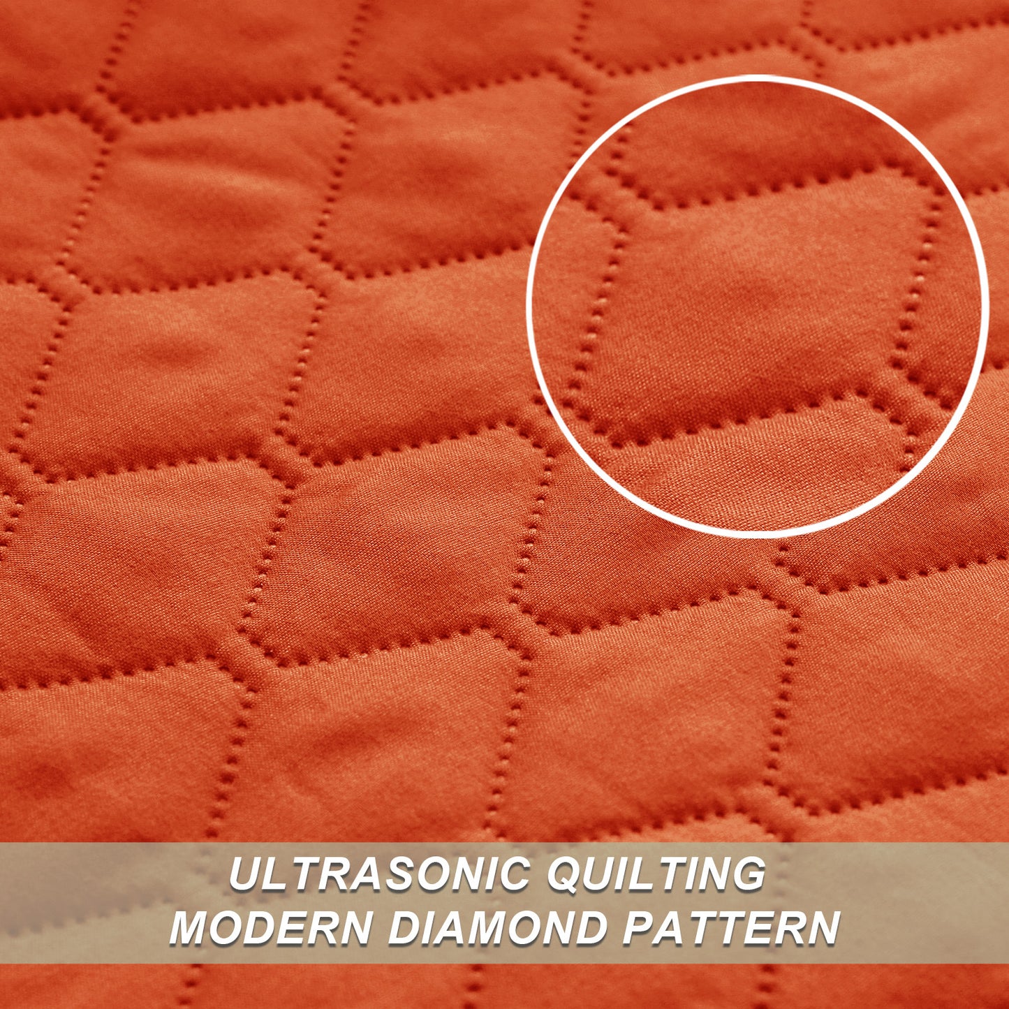 Exclusivo Mezcla Ultrasonic Full Queen Quilt Bedding Set with Pillow Shams, Lightweight Quilts Queen Size, Soft Bedspreads Bed Coverlets for All Seasons - (Burnt Orange, 90"x96")