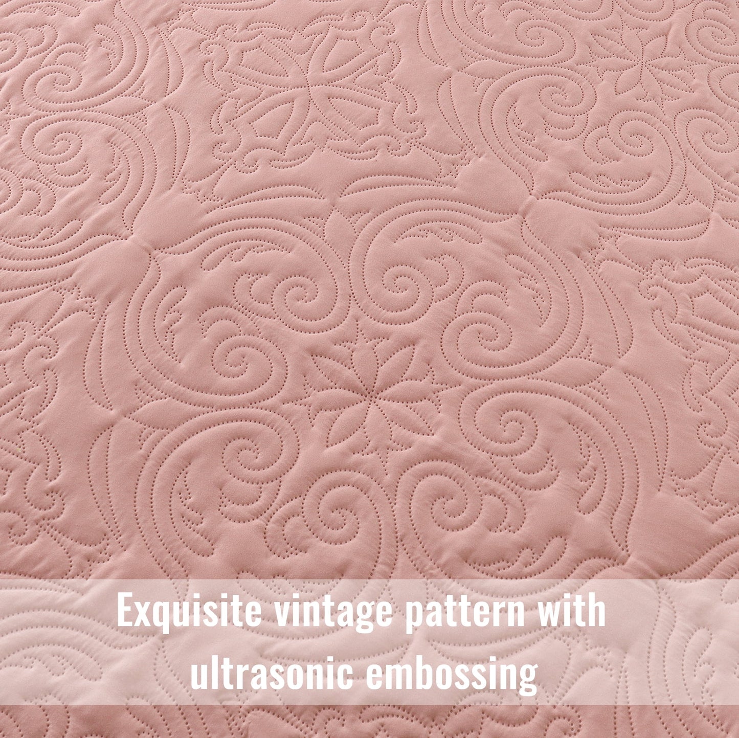 Exclusivo Mezcla King Quilt Bedding Set, Lightweight Vintage King Size Quilts with Pillow Shams, Soft Bedspreads Coverlets for All Seasons, (104"x96", Blush Pink)