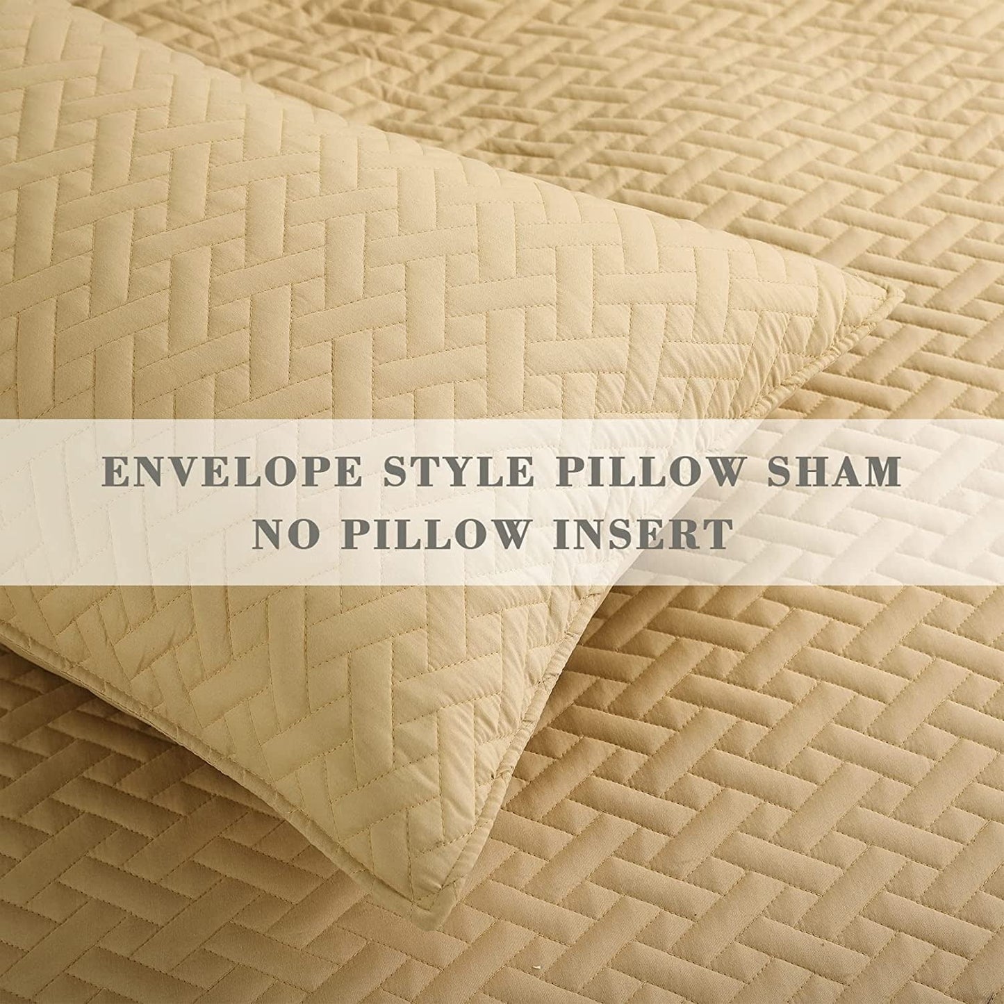 Exclusivo Mezcla 3-Piece King Size Quilt Set with Pillow Shams, Basket Quilted Bedspread/Coverlet/Bed Cover(96x104 inches, Camel)-Soft, Lightweight and Reversible