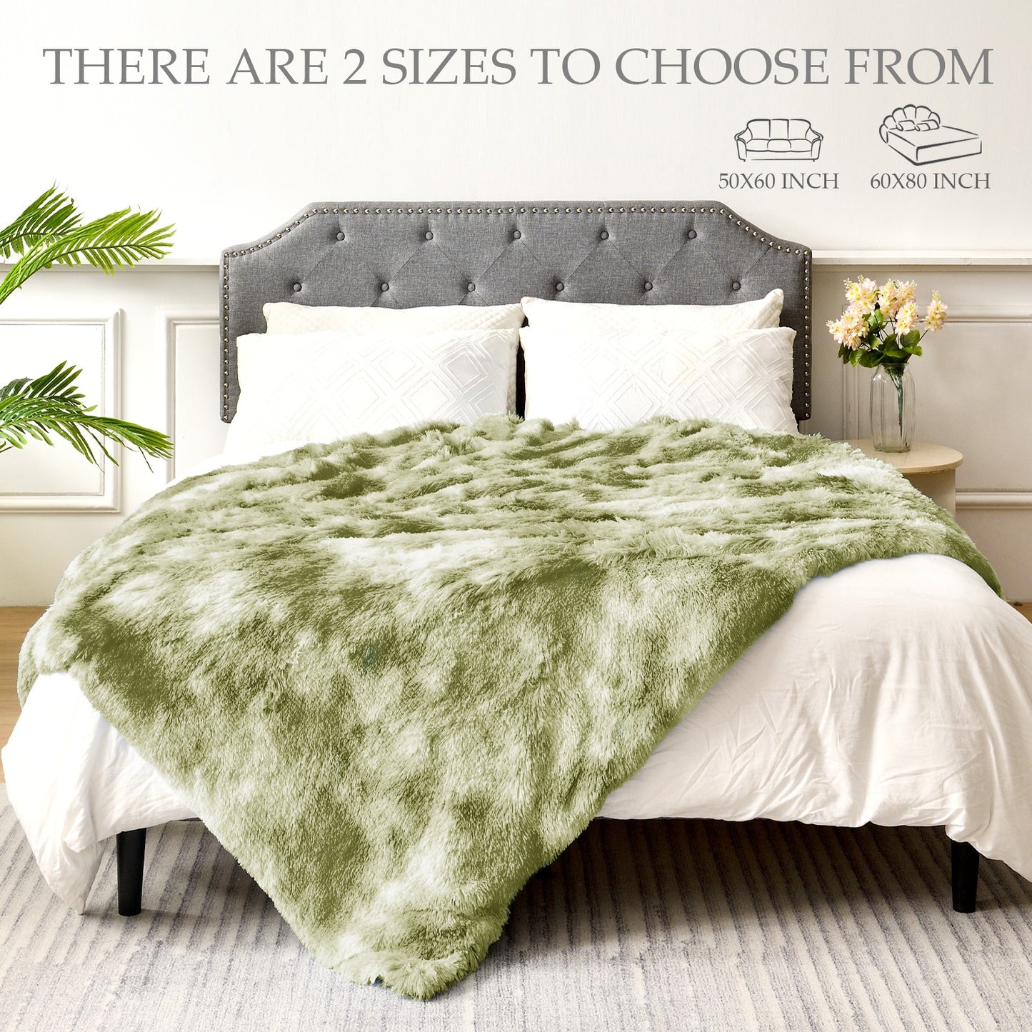 Exclusivo Mezcla Ultra Soft Throw Blanket, Large Flannel Fleece Blanket for Couch/Bed/Sofa (Olive Green , 50 x 60 Inches) - Cozy, Warm and Lightweight