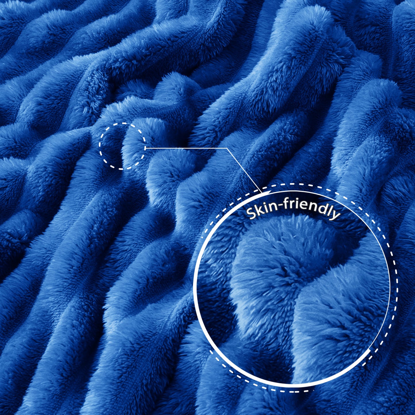 Exclusivo Mezcla Fleece Throw Blanket for Couch, Super Soft 3D Striped Jacquard Bed Blanket, Lightweight Fuzzy Cozy Blankets for All Seasons, 50x60 Inches, Cobalt Blue Blanket