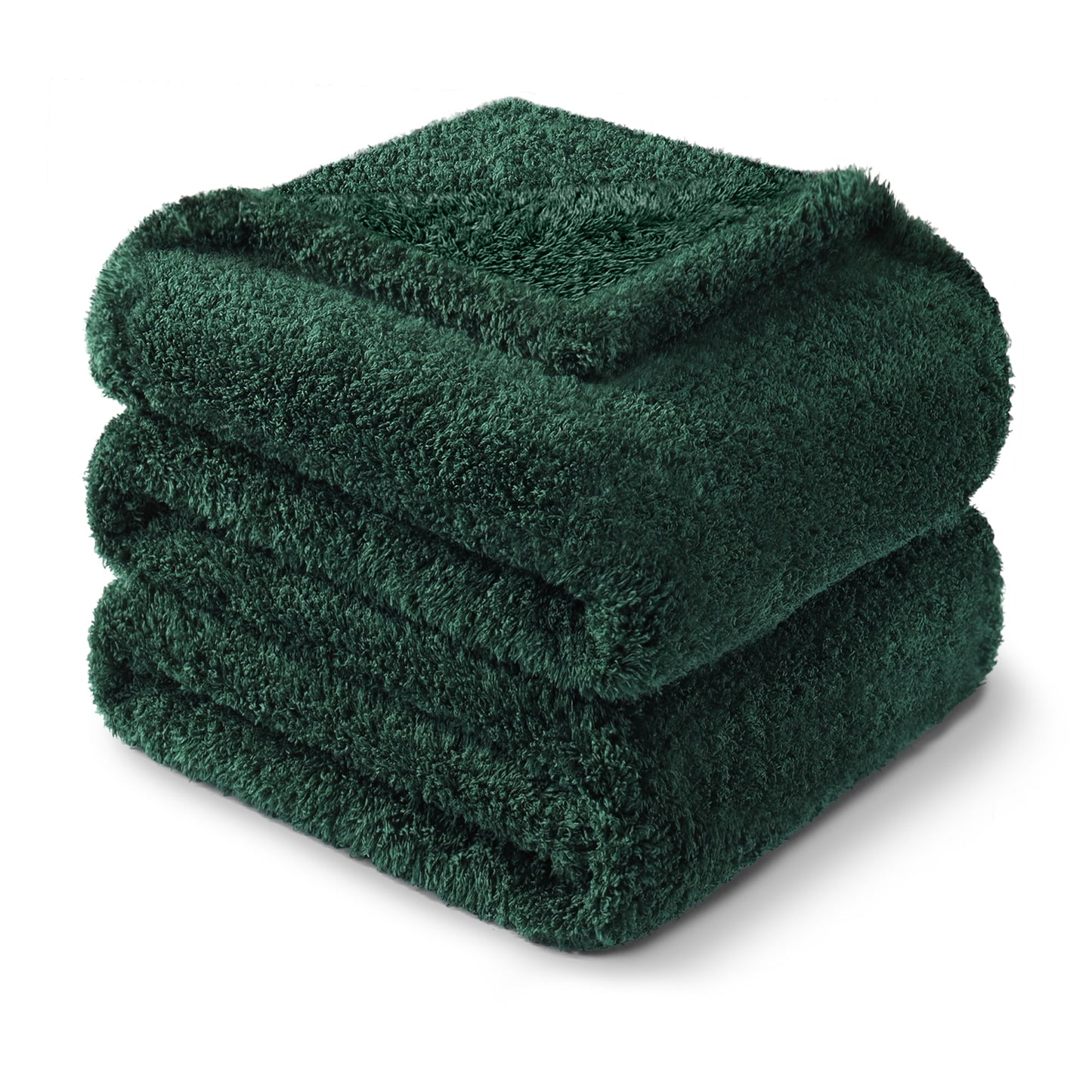 Exclusivo Mezcla Fuzzy Fleece Bed Blanket, Lightweight Fluffy Solid Velvet Blankets Queen Size, Suitable for All Seasons, 90x90 Inches, Forest Green