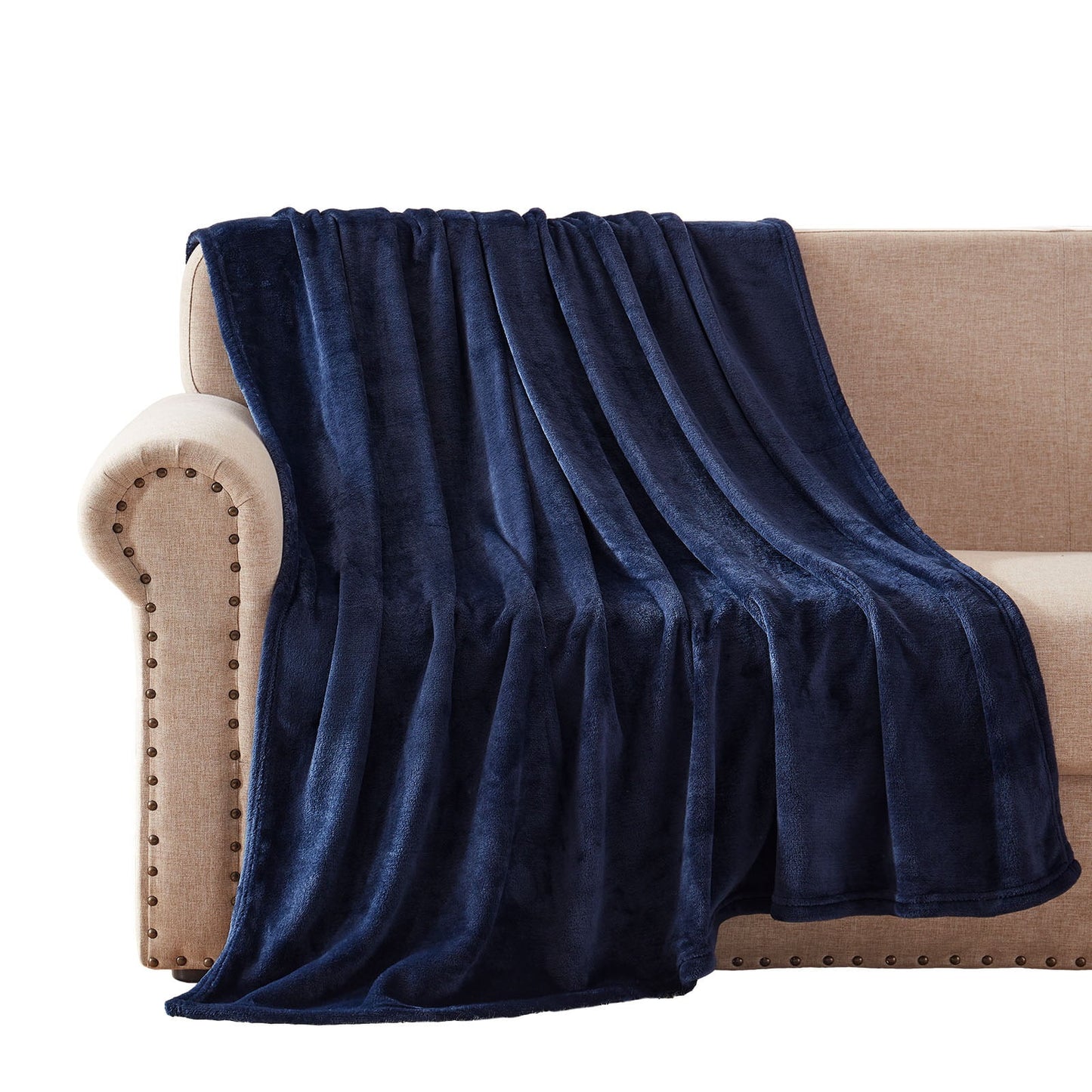 Exclusivo Mezcla Large Flannel Fleece Velvet Plush Throw Blanket?C 50" x 70" (Navy Blue)