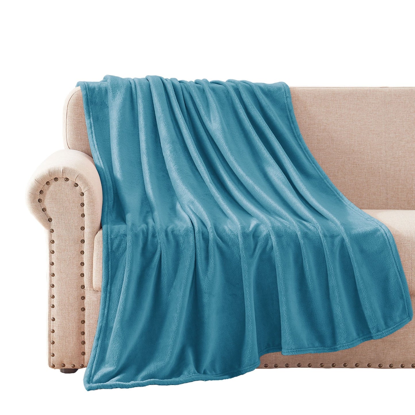 Exclusivo Mezcla Fleece Throw Blanket for Couch/Sofa/Bed,Plush Soft Blankets and Throws,Lightweight and Cozy-50" x 70" (Blue)