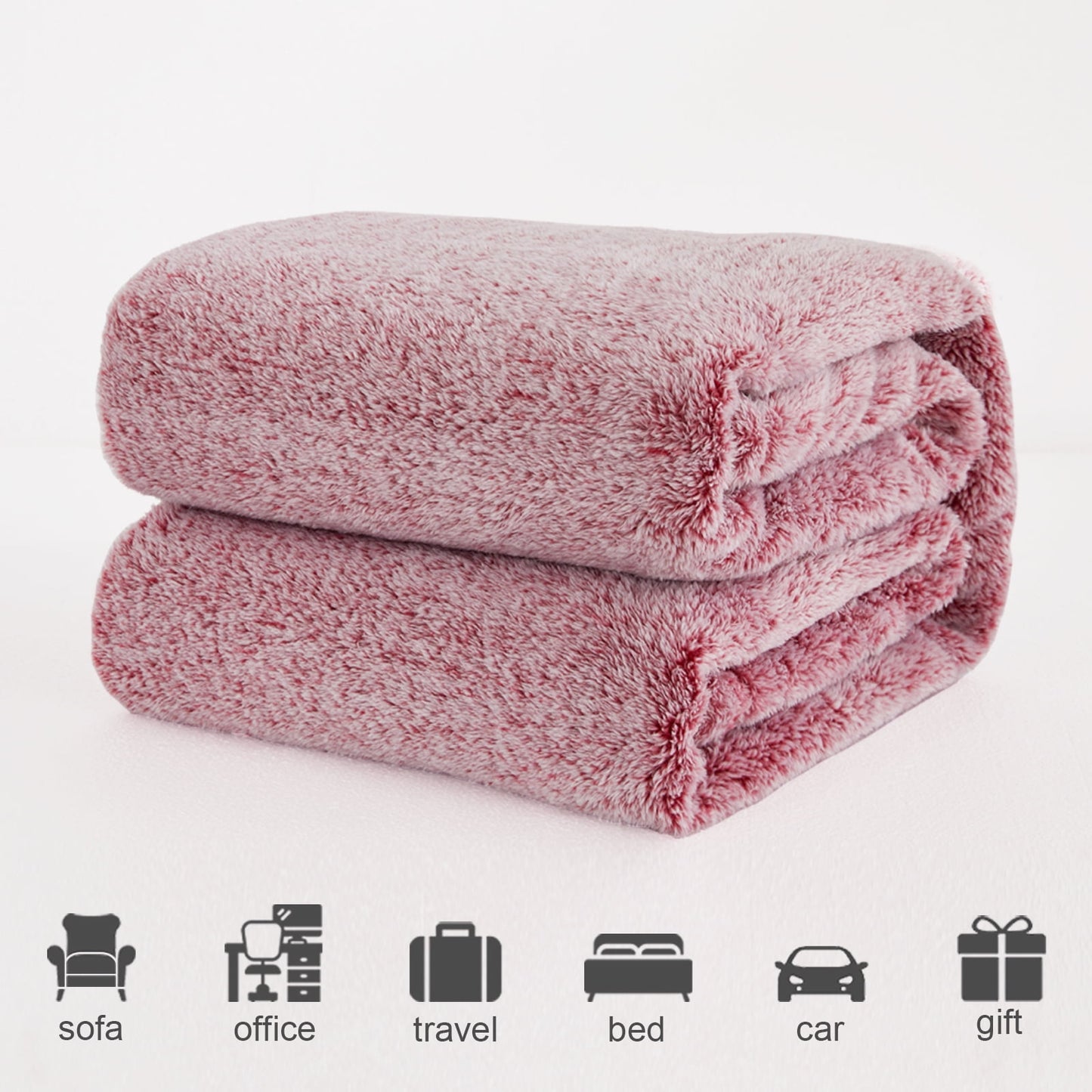 Exclusivo Mezcla Plush Extra Large Fleece Throw Blanket for Couch, Bed and Sofa (50x70 inches,Mixed Deep Red) Soft, Warm, Lightweight