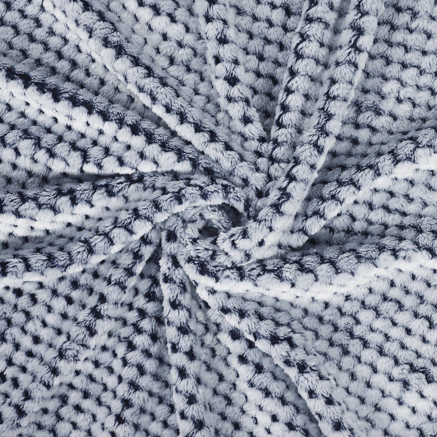 Exclusivo Mezcla Waffle Textured Mixed Navy Blue Fleece Blanket, Super Soft and Warm 50x70 inches Throw Blanket for Couch, Cozy, Fuzzy and Lightweight