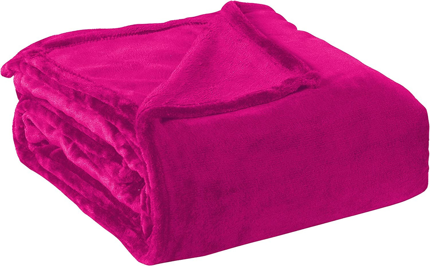 Exclusivo Mezcla Twin Size Flannel Fleece Velvet Plush Bed Blanket as Bedspread/Coverlet/Bed Cover (60" x 80", Fuchsia) - Soft, Lightweight, Warm and Cozy