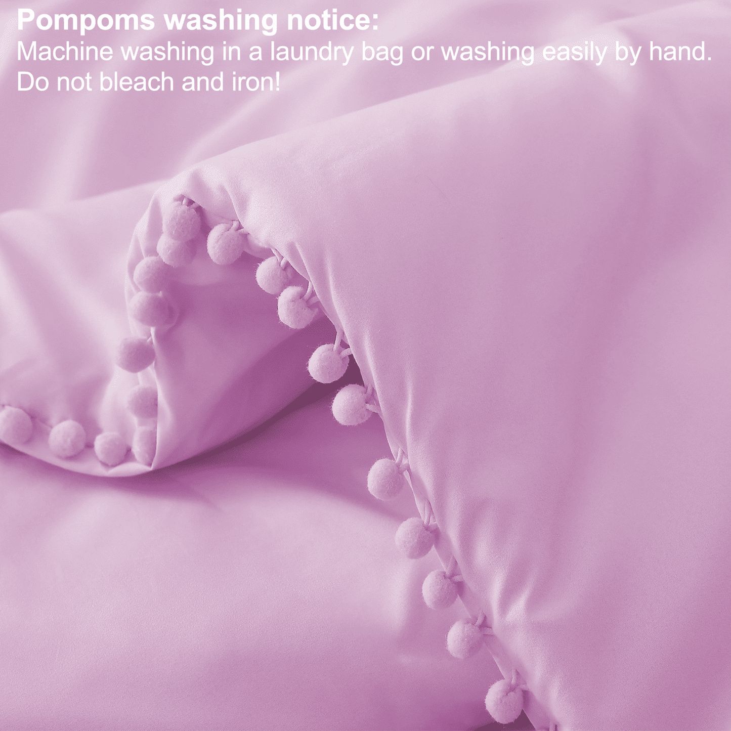 Exclusivo Mezcla Boho Pom Pom Ball Fringe King Size Comforter Set, 3 Piece Lilac Lightweight Down Alternative Bedding Comforter Sets for All Seasons (1 Comforter and 2 Pillowcases)