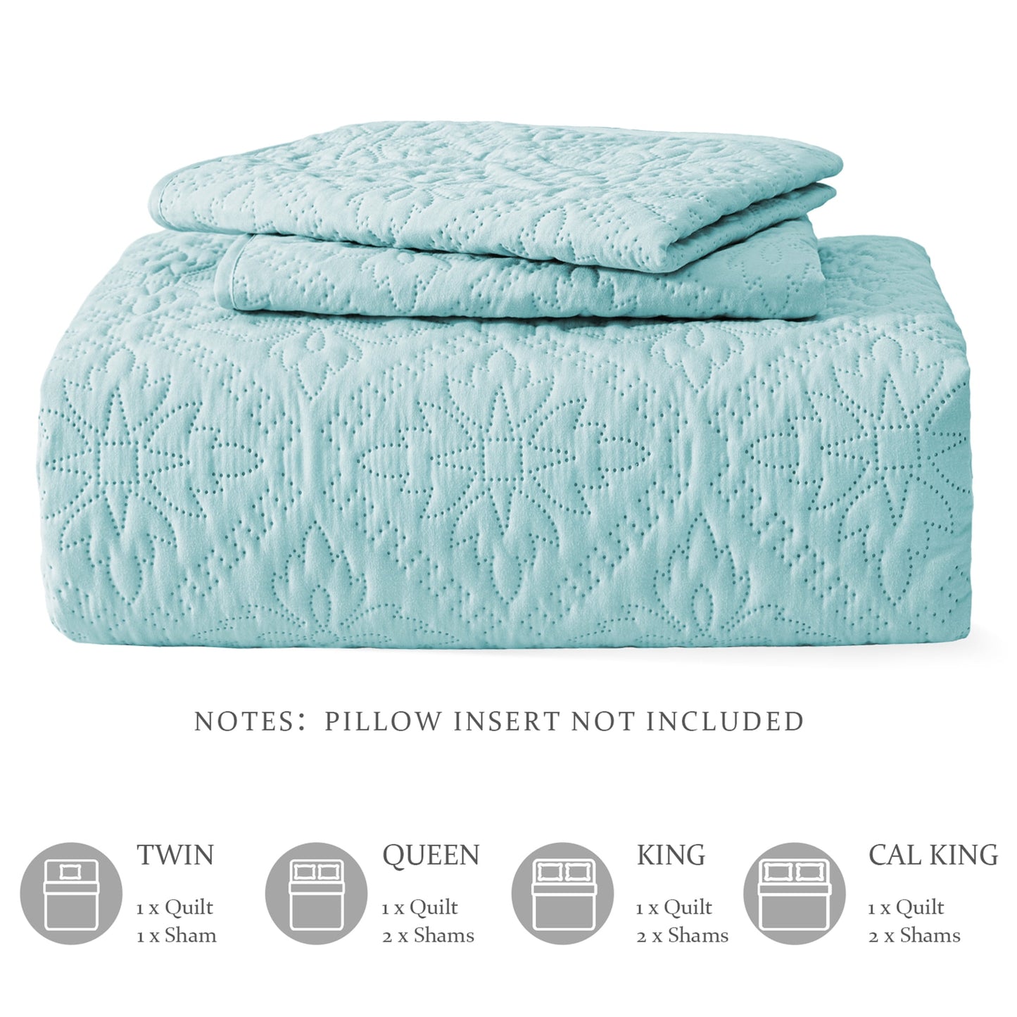 Exclusivo Mezcla Twin Quilt Bedding Set, Lightweight Soft Bedspreads Coverlets with 1 Pillow Sham, Modern Aqua Blue Quilts Twin XL Size for All Seasons