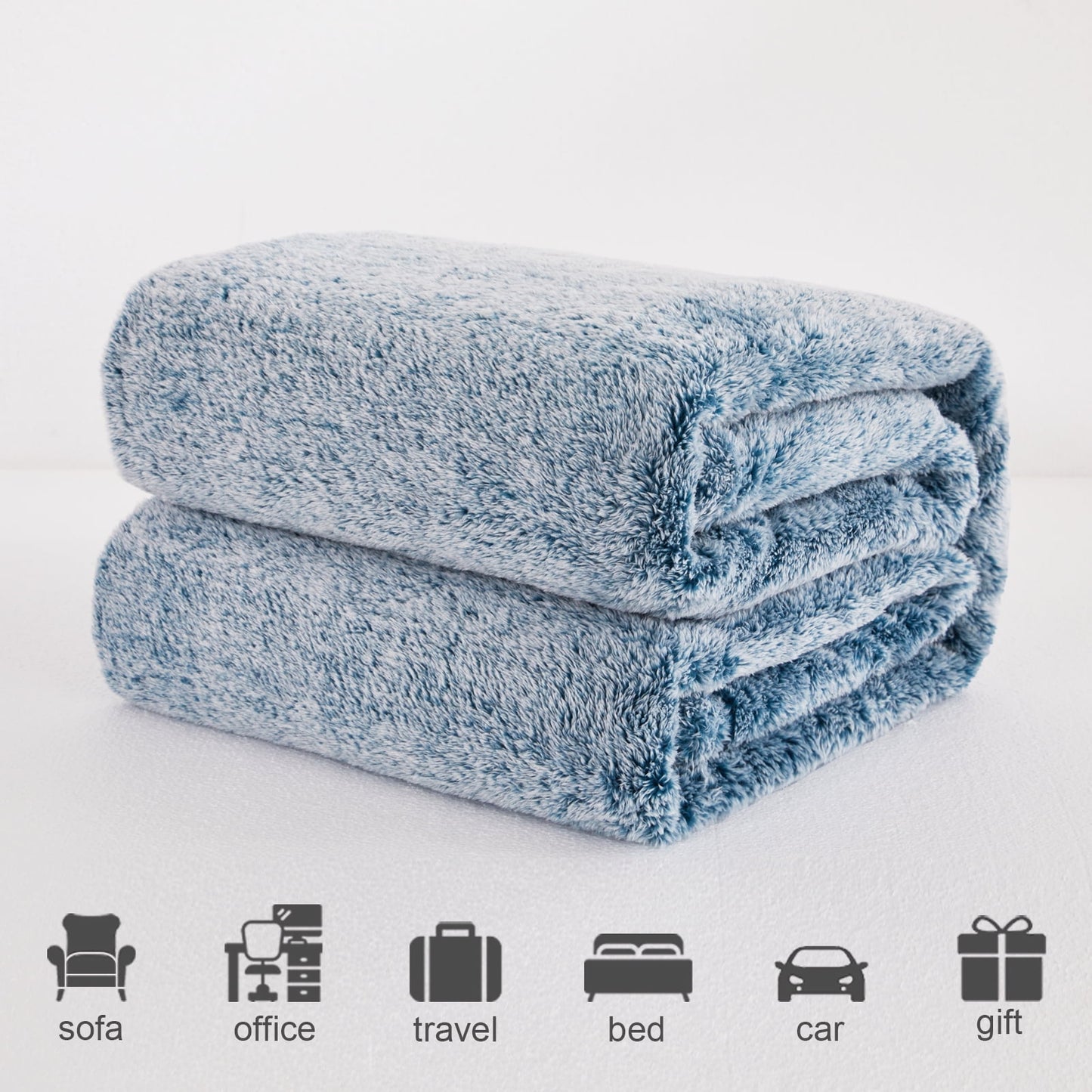 Exclusivo Mezcla Plush Extra Large Fleece Throw Blanket for Couch, Bed and Sofa (50x70 inches,Mixed Teal) Soft, Warm, Lightweight