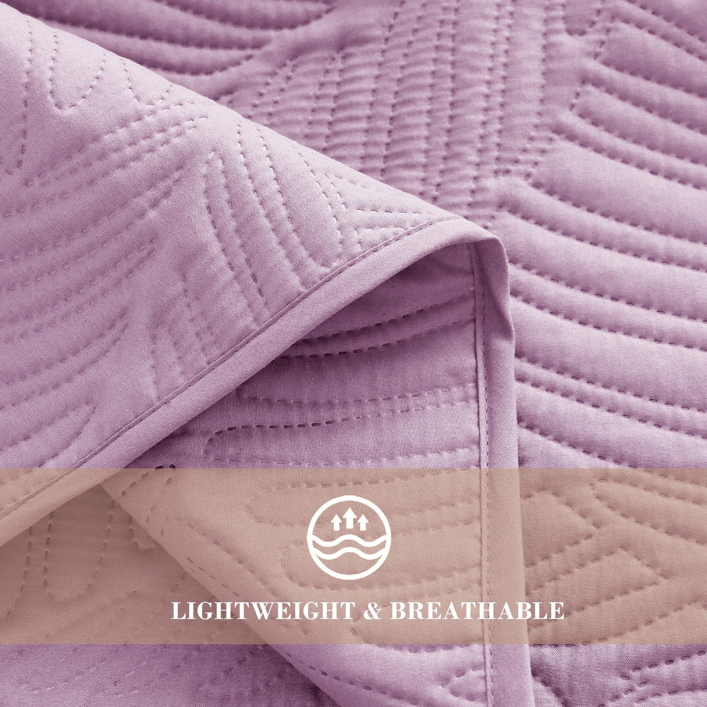 Exclusivo Mezcla Ultrasonic Twin Size Quilt Set Lilac, 2 Pieces Lightweight Bedspread Leaf Pattern Bed Cover Soft Microfiber Coverlet Bedding Set for All Seasons