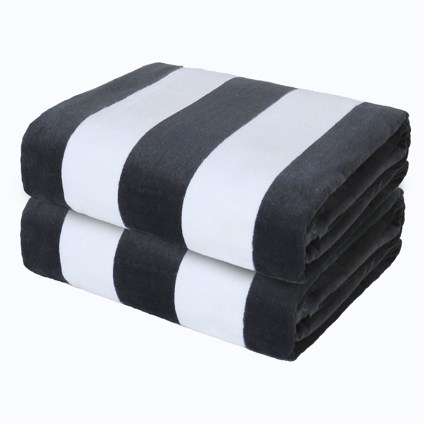 Exclusivo Mezcla 2-Pack Cotton Large Cabana Stripe Beach Towels, Super Absorbent Soft Plush Pool Towel, Bath Towel (Charcoal Grey, 30"x60")