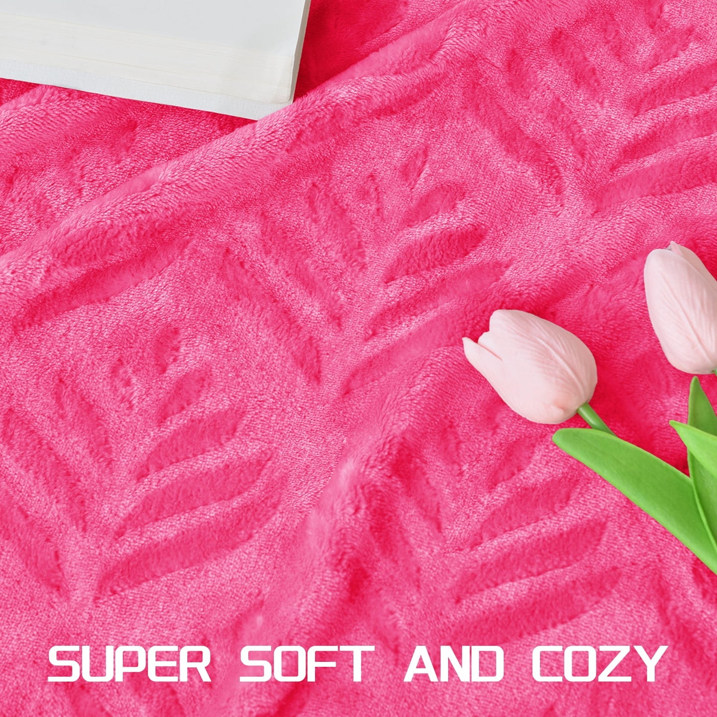 Exclusivo Mezcla Fleece Throw Blanket for Couch, Super Soft and Warm Blankets for All Seasons, Plush Fuzzy and Lightweight Hot Pink throw, 50x60 Inch