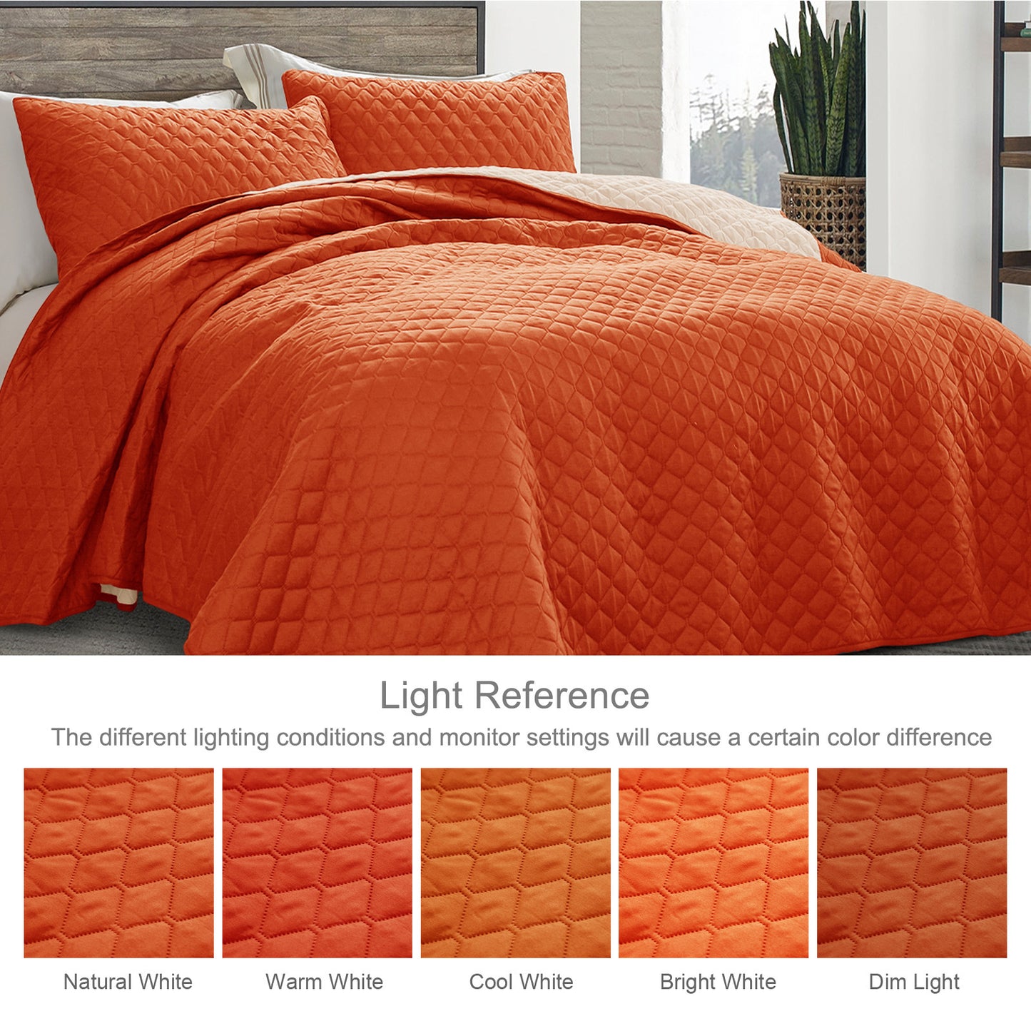 Exclusivo Mezcla California King Quilt Bedding Set with Pillow Shams, Lightweight Quilts Cal Oversized King Size, Soft Bedspreads Bed Coverlets for All Seasons - (Burnt Orange, 112"x104")