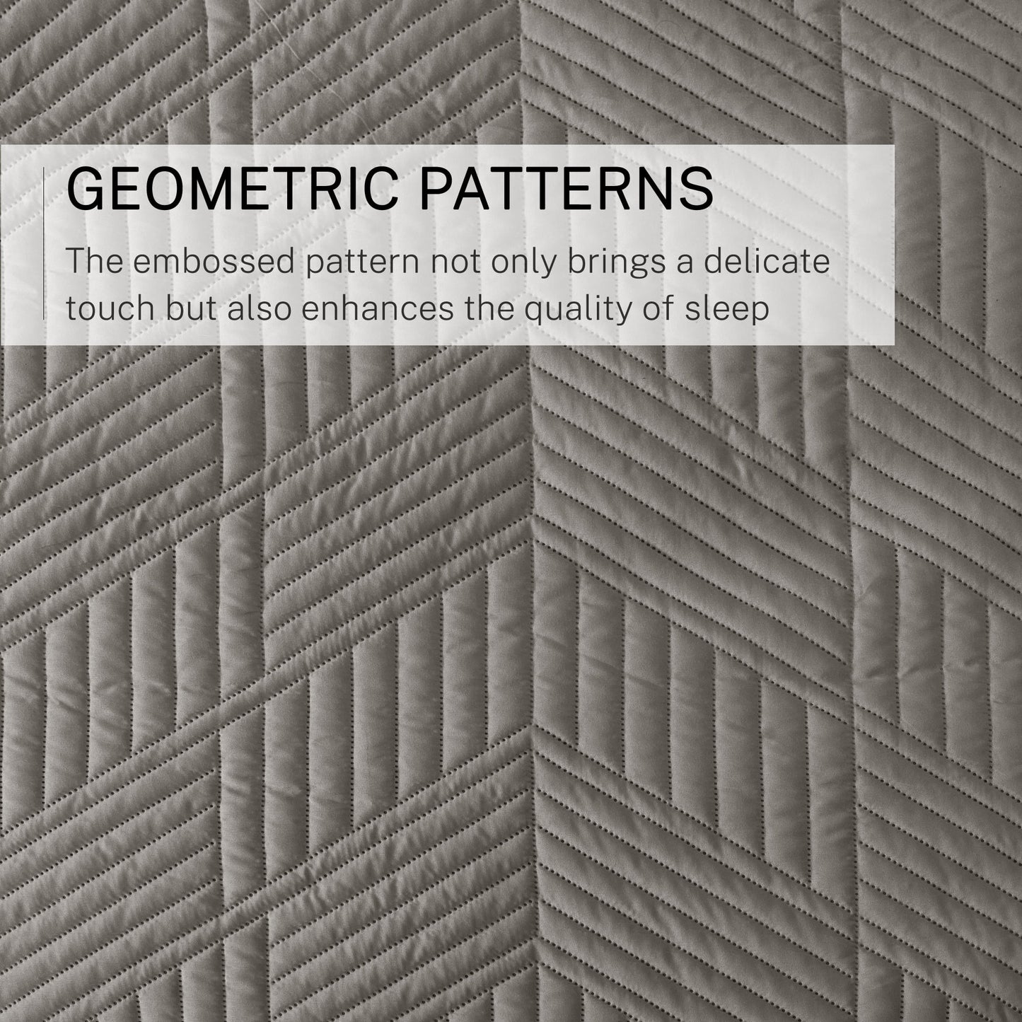 Exclusivo Mezcla Ultrasonic Twin Quilt Bedding Set, Lightweight Grey Bedspreads Soft Modern Geometric Coverlet Set for All Seasons (1 Quilt and 1 Pillow Sham)