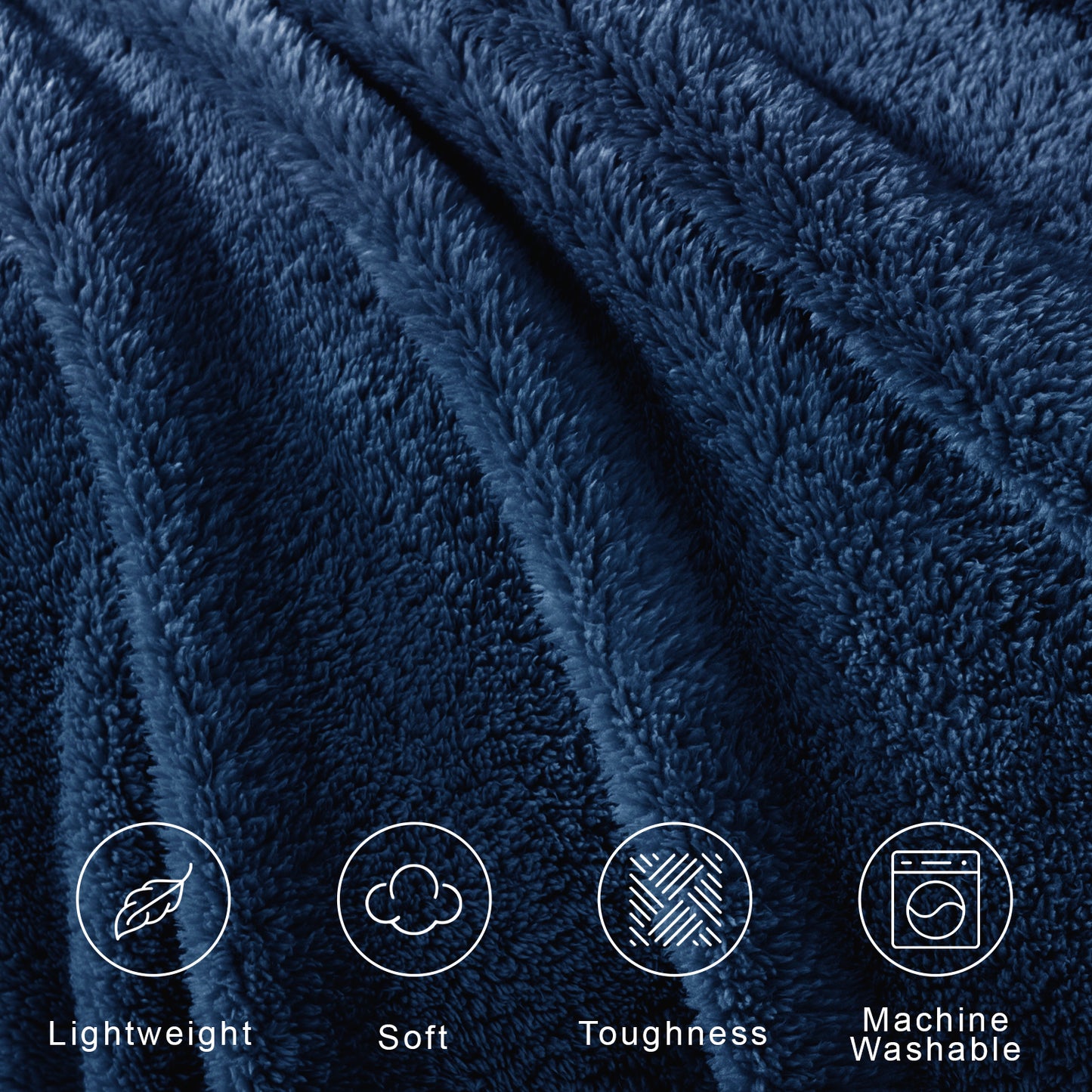 Exclusivo Mezcla Soft Fleece Throw Blanket for Couch, Super Soft Velvet Plush Bed Blanket, Fuzzy Cozy Blankets for All Seasons, 50x60 Inches, Navy Blue Blanket