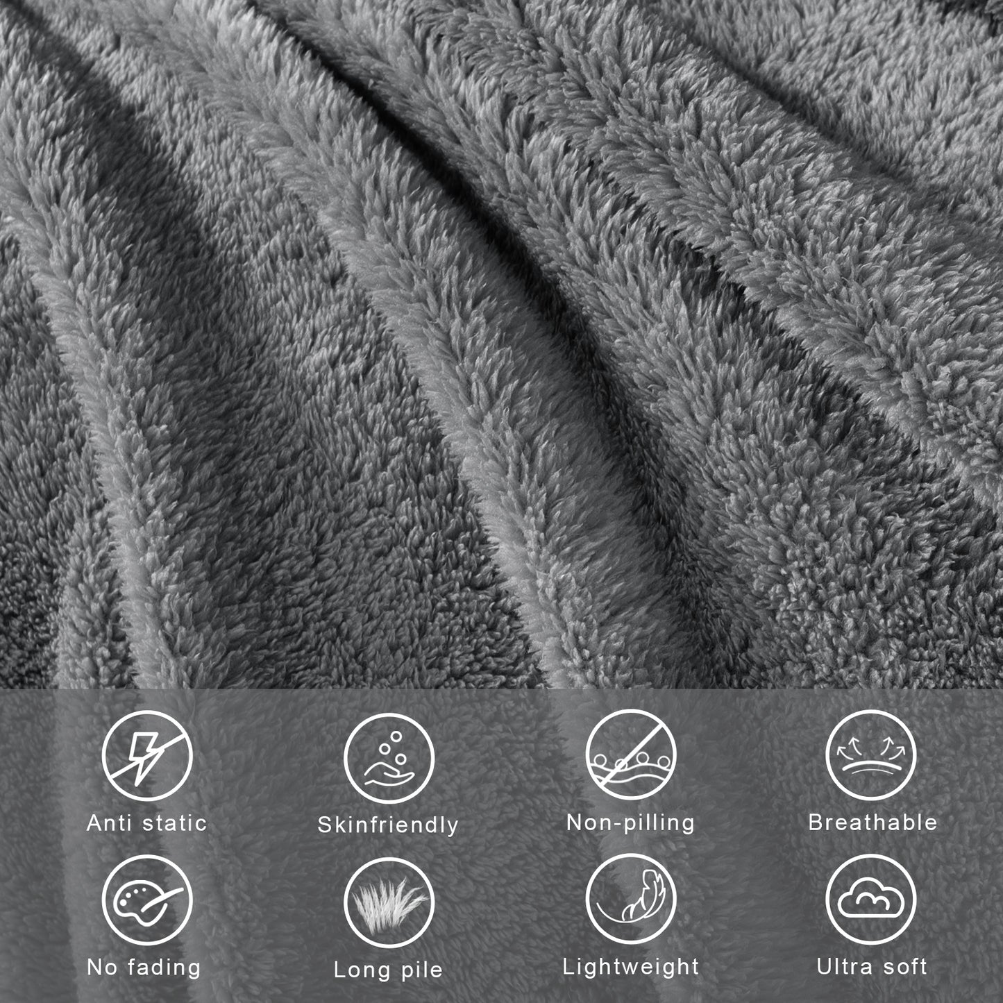 Exclusivo Mezcla King Size Flannel Fleece Blanket, Super Soft Velvet Plush Bed Blanket, Fuzzy Cozy Blankets for All Seasons, 90x104 Inches, Dark Grey Blanket