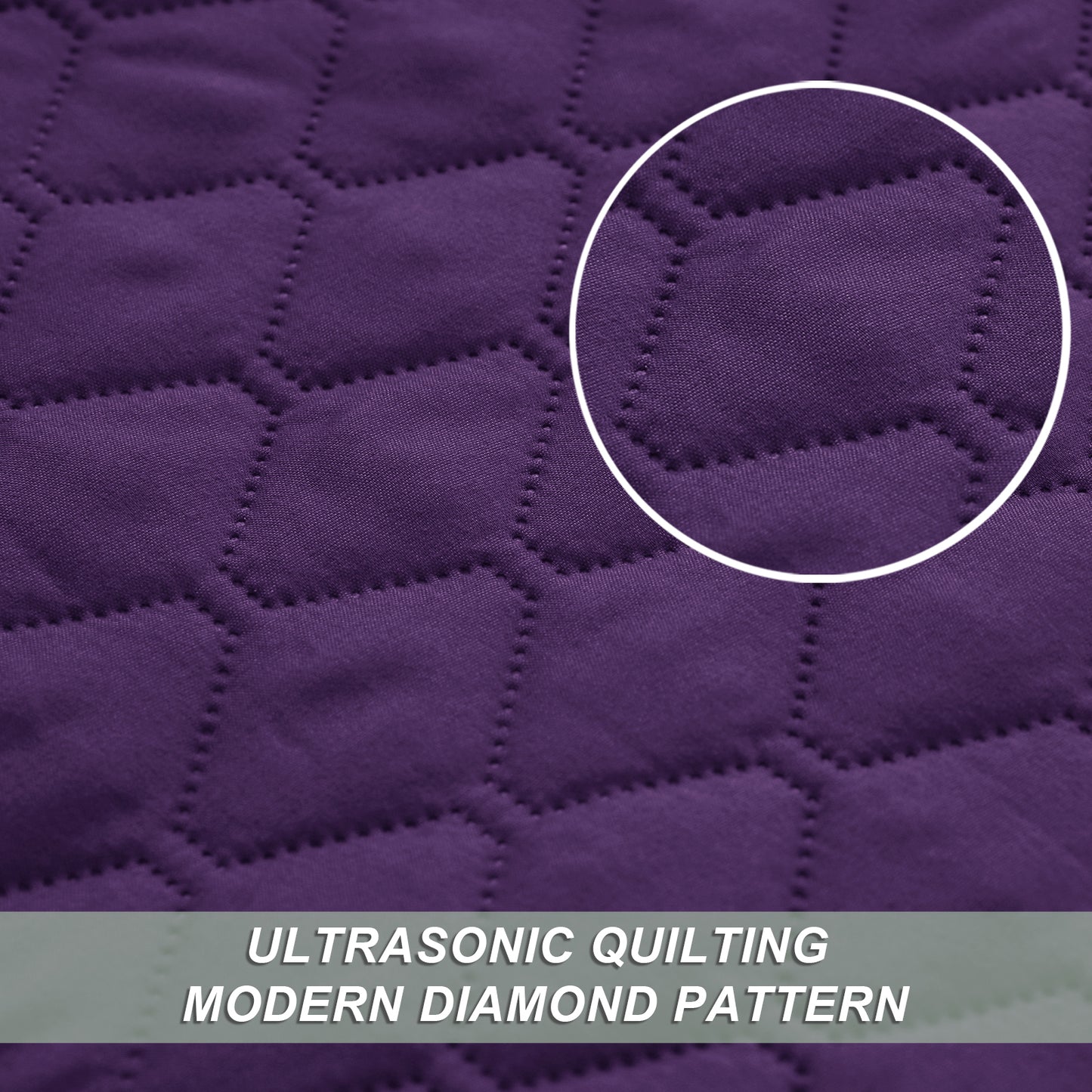 Exclusivo Mezcla Ultrasonic Reversible King Size Quilt Bedding Set with Pillow Shams, Lightweight Quilts King Size, Soft Bedspreads Bed Coverlets for All Seasons - (Deep Purple, 104"x96")