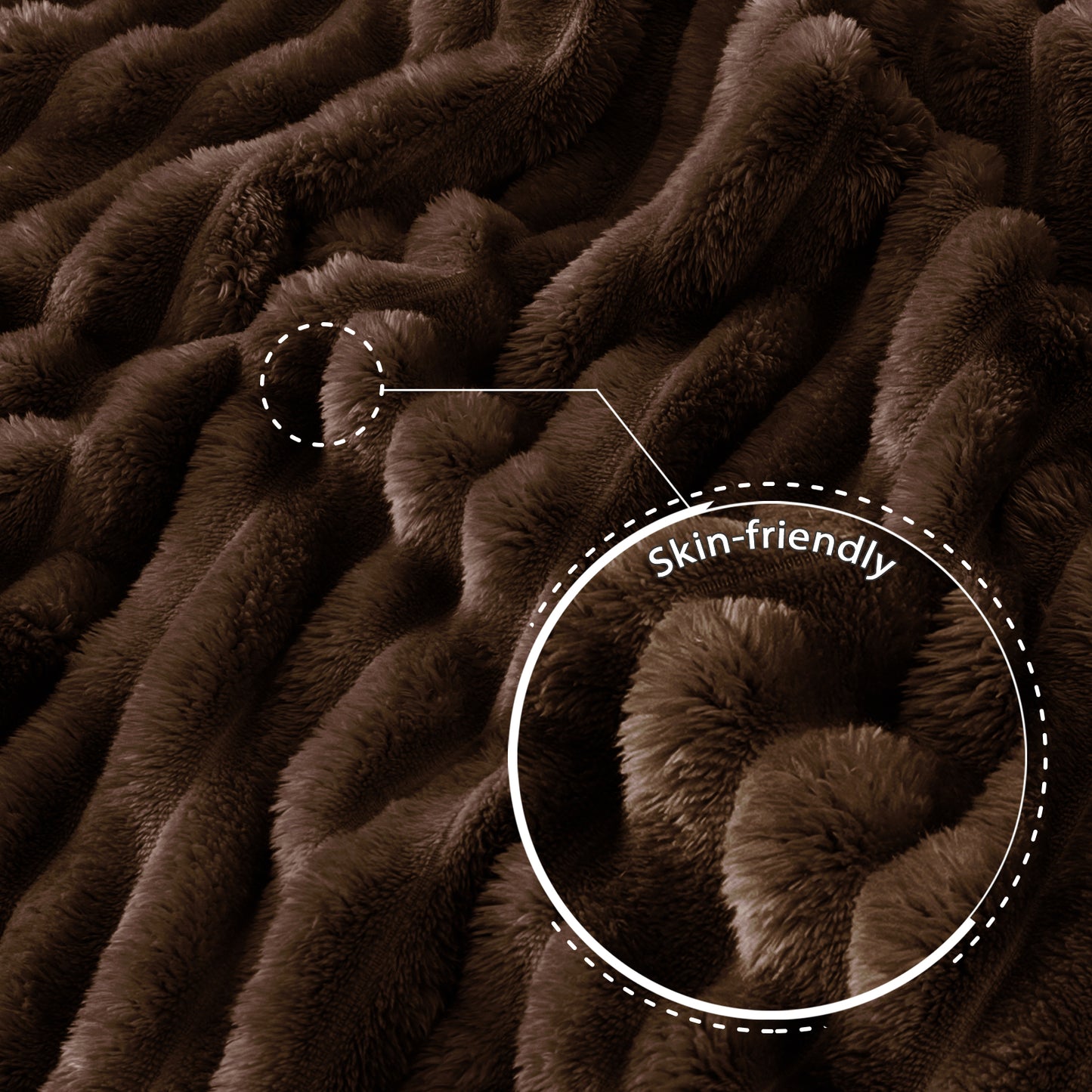 Exclusivo Mezcla Fleece Throw Blanket for Couch, Super Soft 3D Striped Jacquard Bed Blanket, Lightweight Fuzzy Cozy Blankets for All Seasons, 50x60 Inches, Coffee Blanket