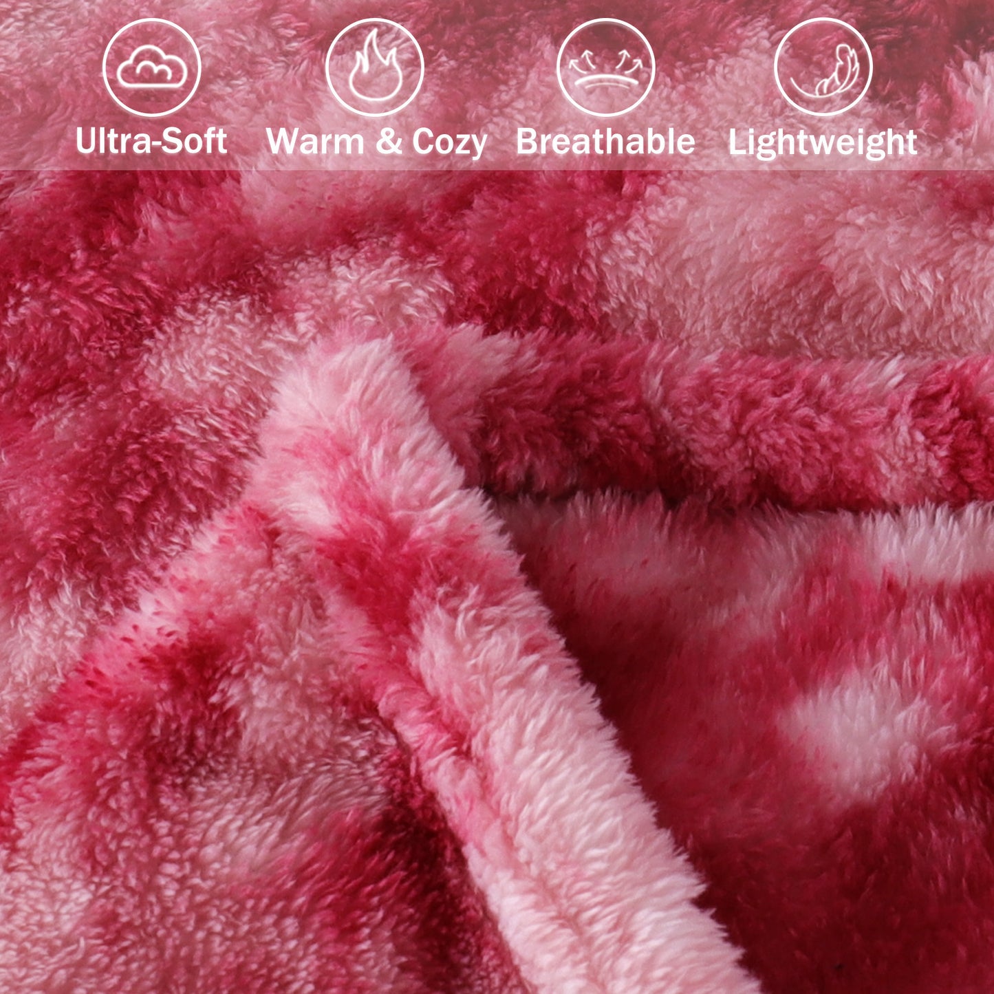 Exclusivo Mezcla Super Soft Tie Dye Blanket, Shaggy Plush Decorative Throw Blankets for Couch, Sofa, Bed, All Seasons (50x70 inches, Tie Dye Pink)