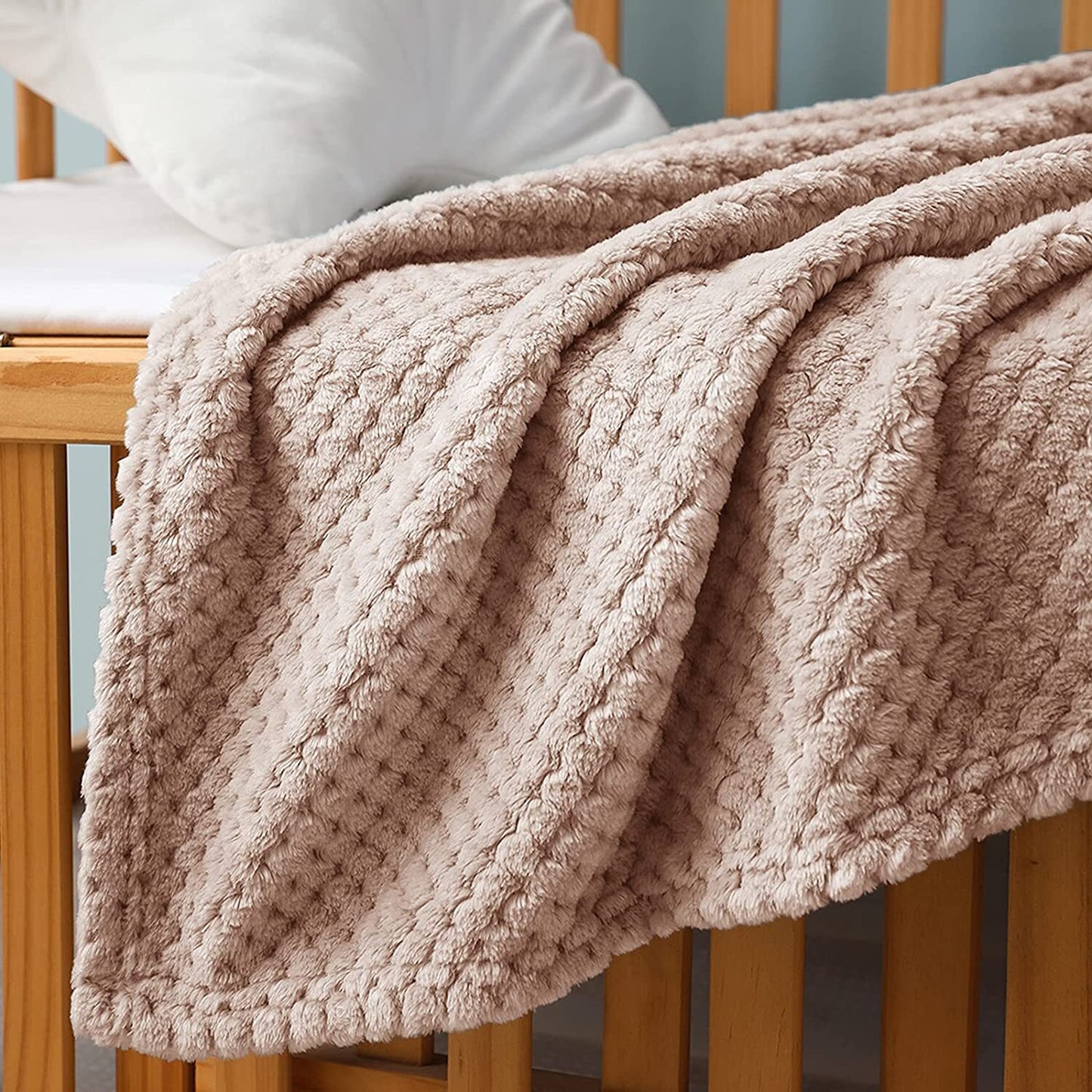 Exclusivo Mezcla Waffle Textured Fleece Baby Blanket, Soft and Warm Swaddle Blanket, Infant, Newborn, Toddler and Kids Receiving Blankets for Crib Stroller (Camel, 40x50 inches)