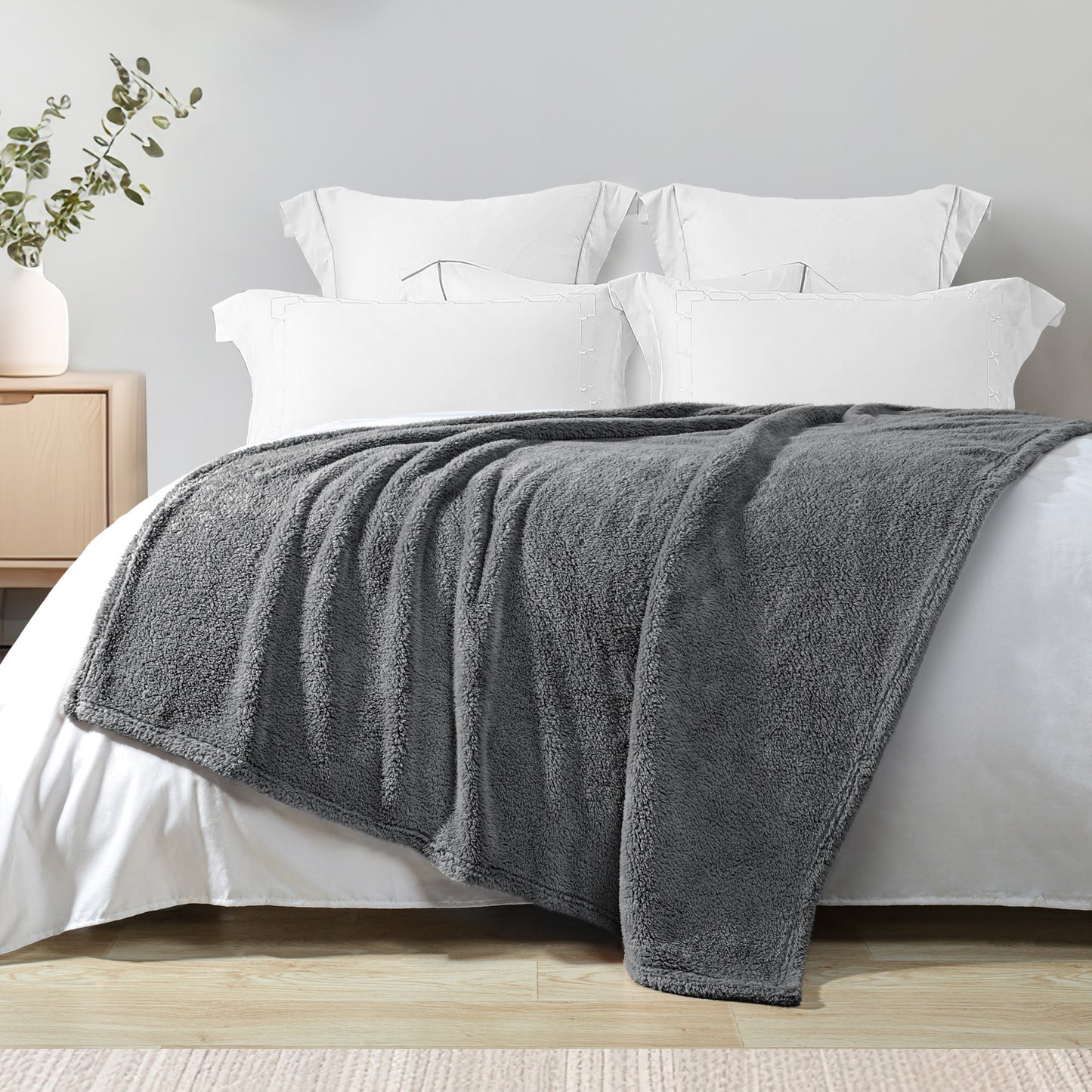 Exclusivo Mezcla Soft Fleece Throw Blanket for Couch, Super Soft Velvet Plush Bed Blanket, Fuzzy Cozy Blankets for All Seasons, 50x60 Inches, Dark Grey Blanket