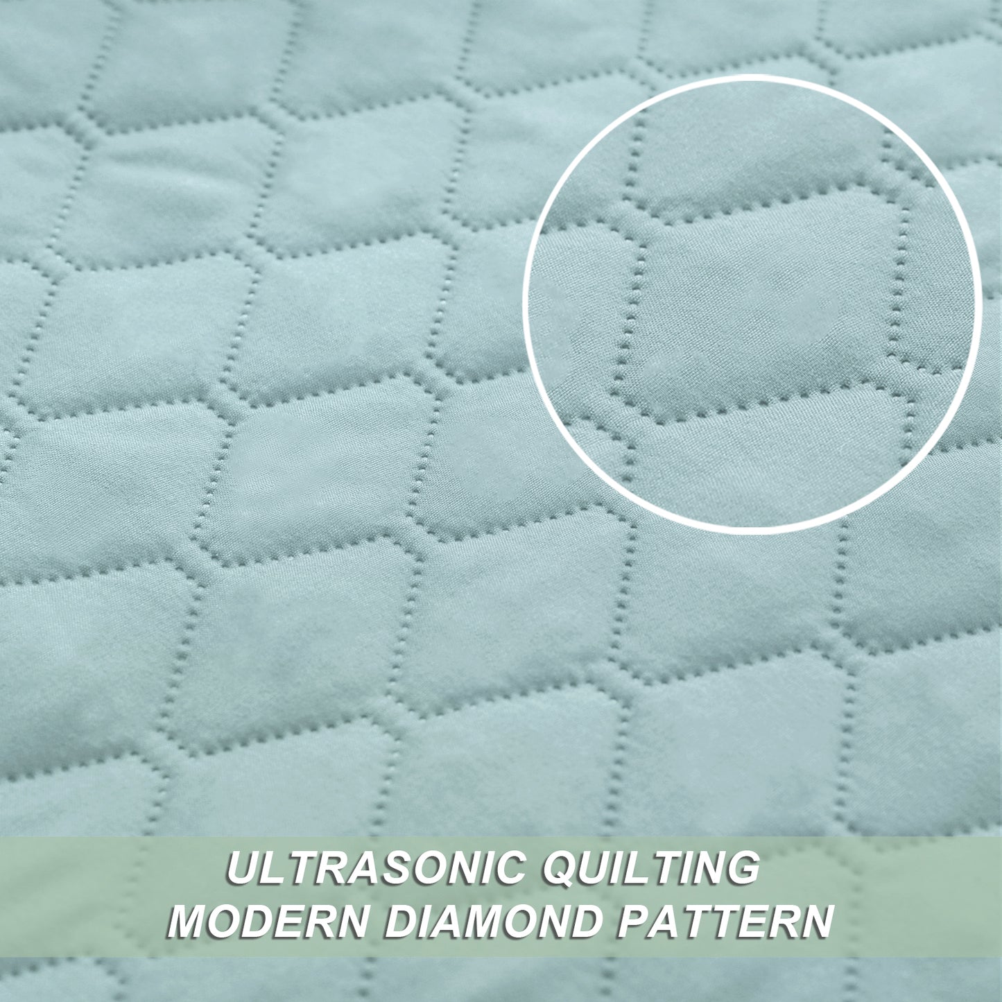 Exclusivo Mezcla Ultrasonic Reversible Full Queen Quilt Bedding Set with Pillow Shams, Lightweight Quilts Queen Size, Soft Bedspreads Bed Coverlets for All Seasons - (Aqua Blue, 90"x96")