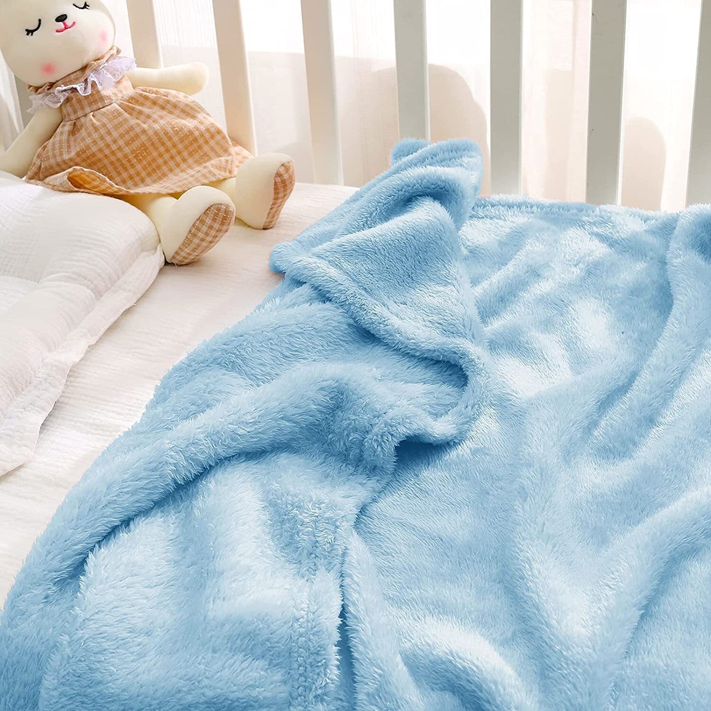 Exclusivo Mezcla Plush Baby Blanket, Soft and Warm Swaddle Throw Blanket, Infant, Newborn, Toddler and Kids Receiving Fleece Blankets for Crib Stroller (40x50 inches, Baby Blue)