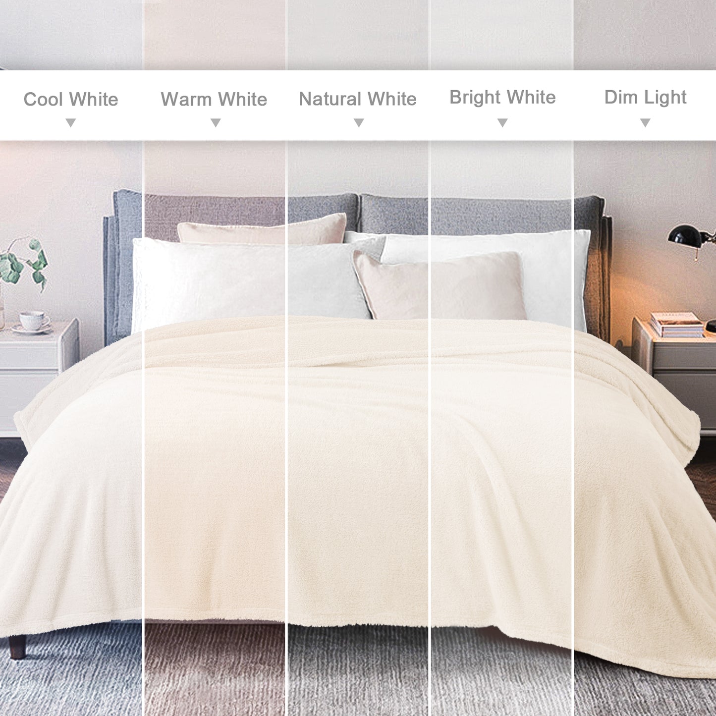 Exclusivo Mezcla King Size Flannel Fleece Blanket, Super Soft Velvet Plush Bed Blanket, Fuzzy Cozy Blankets for All Seasons, 90x104 Inches, Ivory Blanket