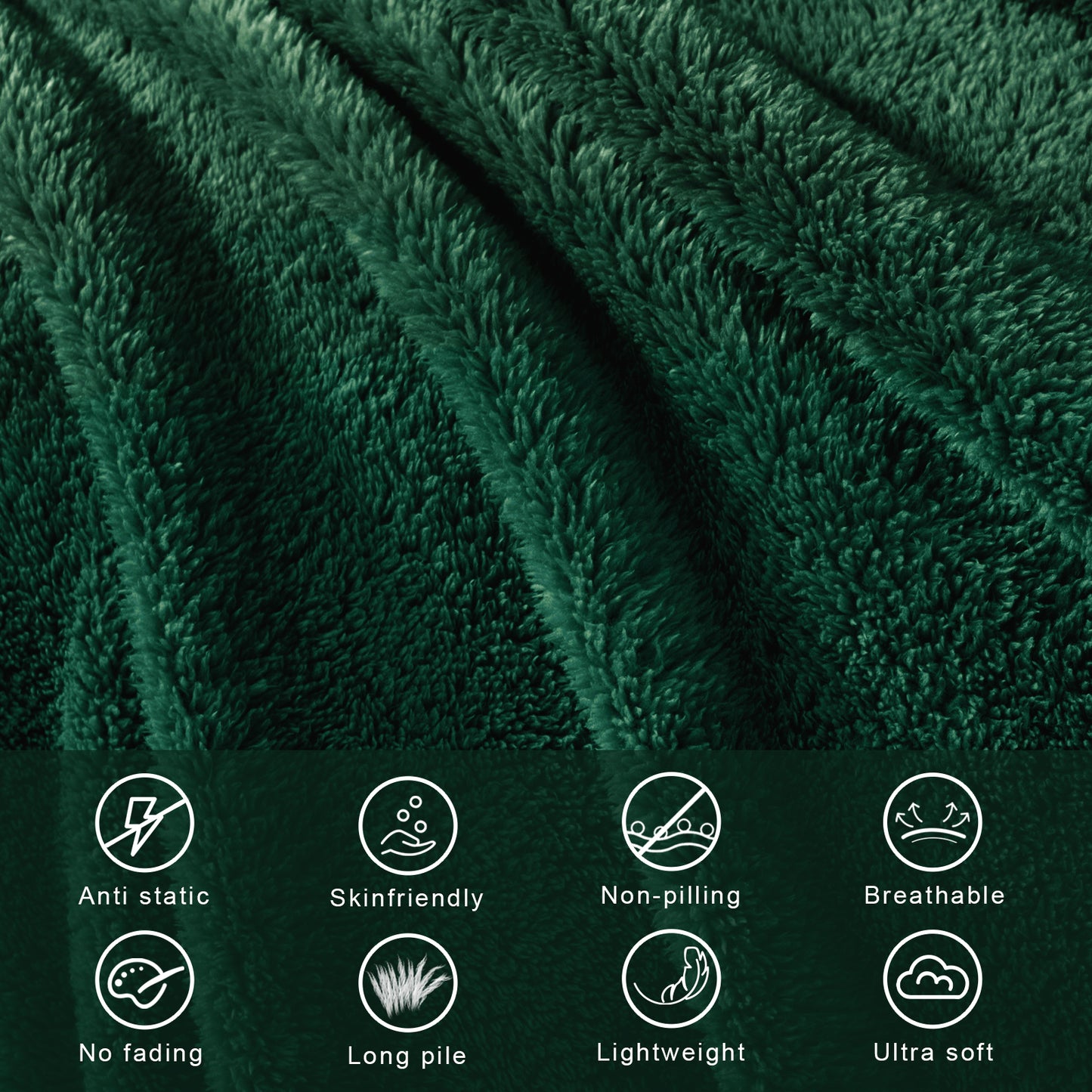 Exclusivo Mezcla King Size Flannel Fleece Blanket, Super Soft Velvet Plush Bed Blanket, Fuzzy Cozy Blankets for All Seasons, 90x104 Inches, Forest Green Blanket