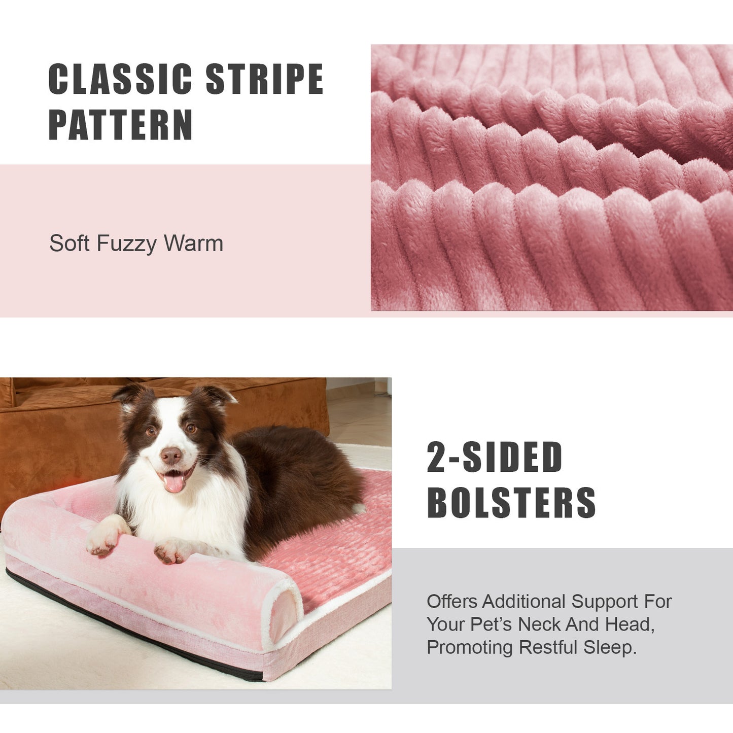 Exclusivo Mezcla Orthopedic Pet Bed for Medium Dogs, 30"X20" Waterproof L Shaped Sofa Dog Bed, Pink