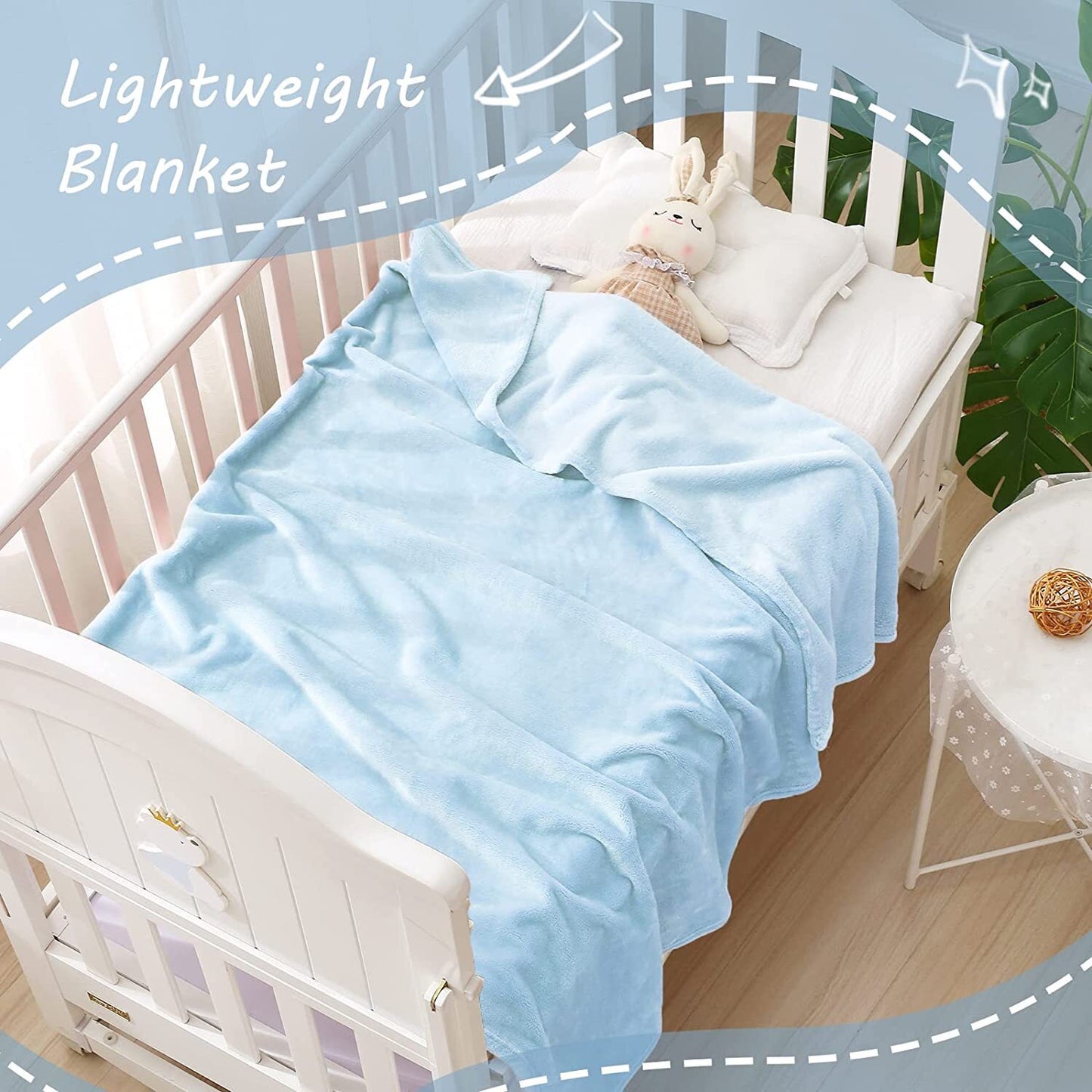 Exclusivo Mezcla Soft Lightweight Fleece Baby Blanket Throw Blanket for Boys, Girls, Toddler and Kids Nap Blankets for Crib Bedding, Nursery, and Security (40x50 inches, Ice Blue)
