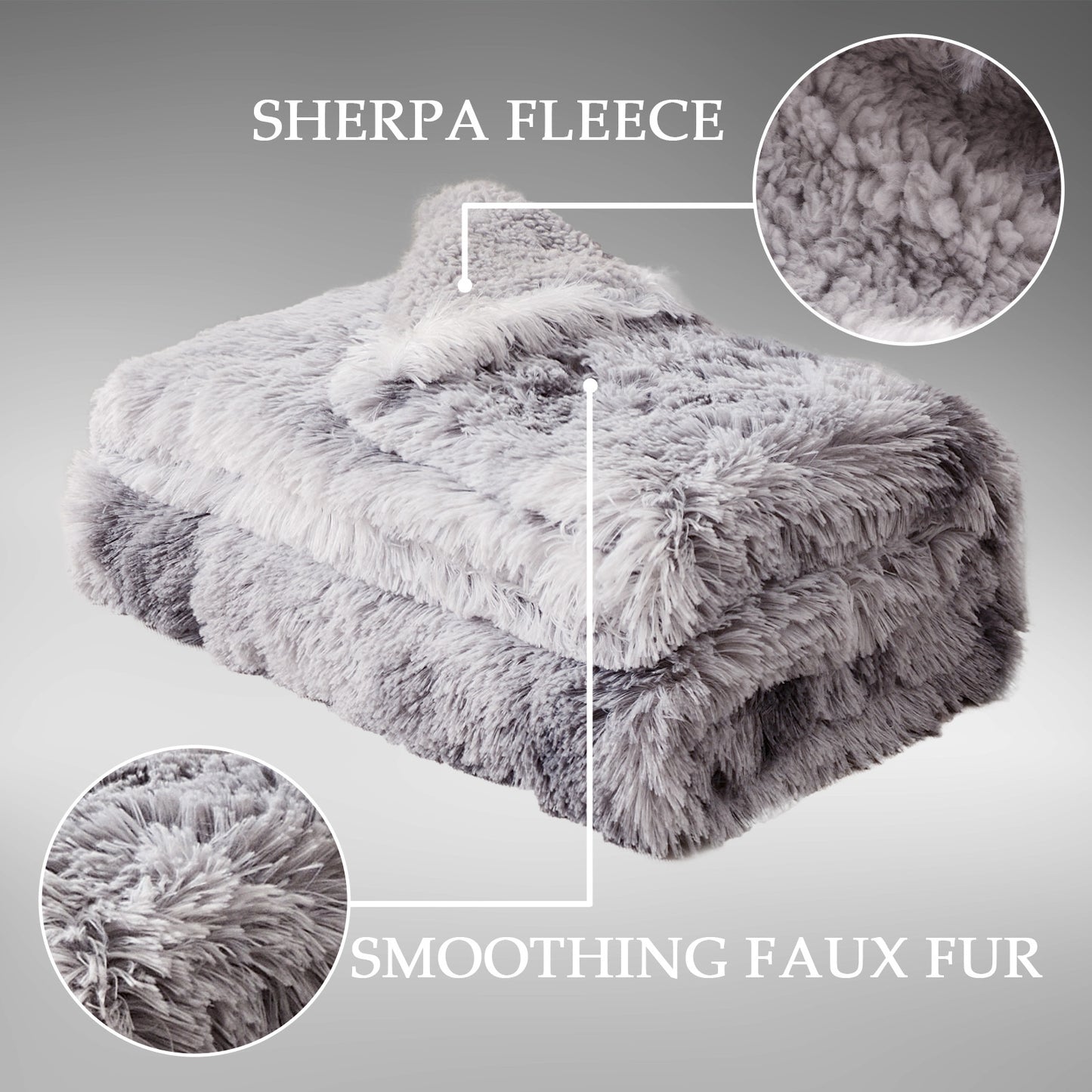 Exclusivo Mezcla Twin Size Faux Fur Bed Blanket, Super Soft Fuzzy and Plush Reversible Sherpa Fleece Blanket and Warm Blankets for Bed, Sofa, Travel, 60X80 inches, Dark Grey