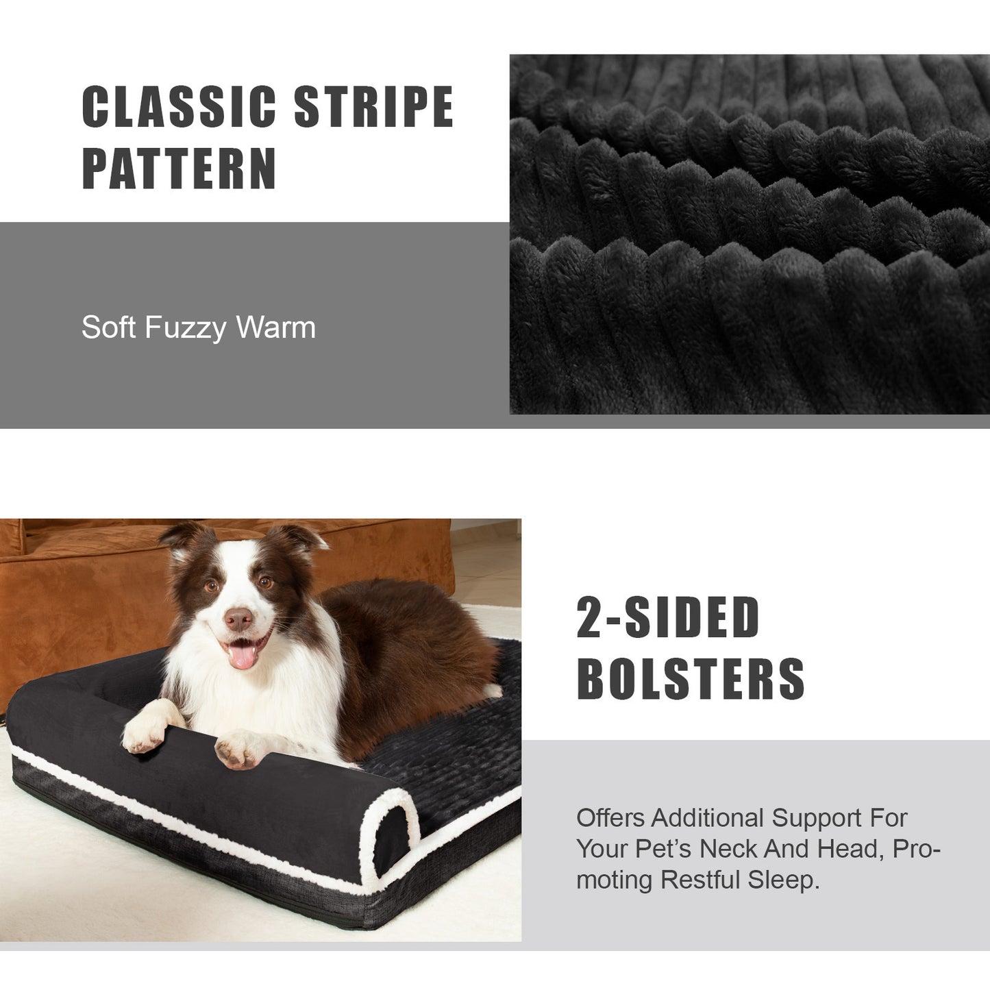 Exclusivo Mezcla Orthopedic Pet Bed for Medium Dogs, 30"X20" Waterproof L Shaped Sofa Dog Bed, Black