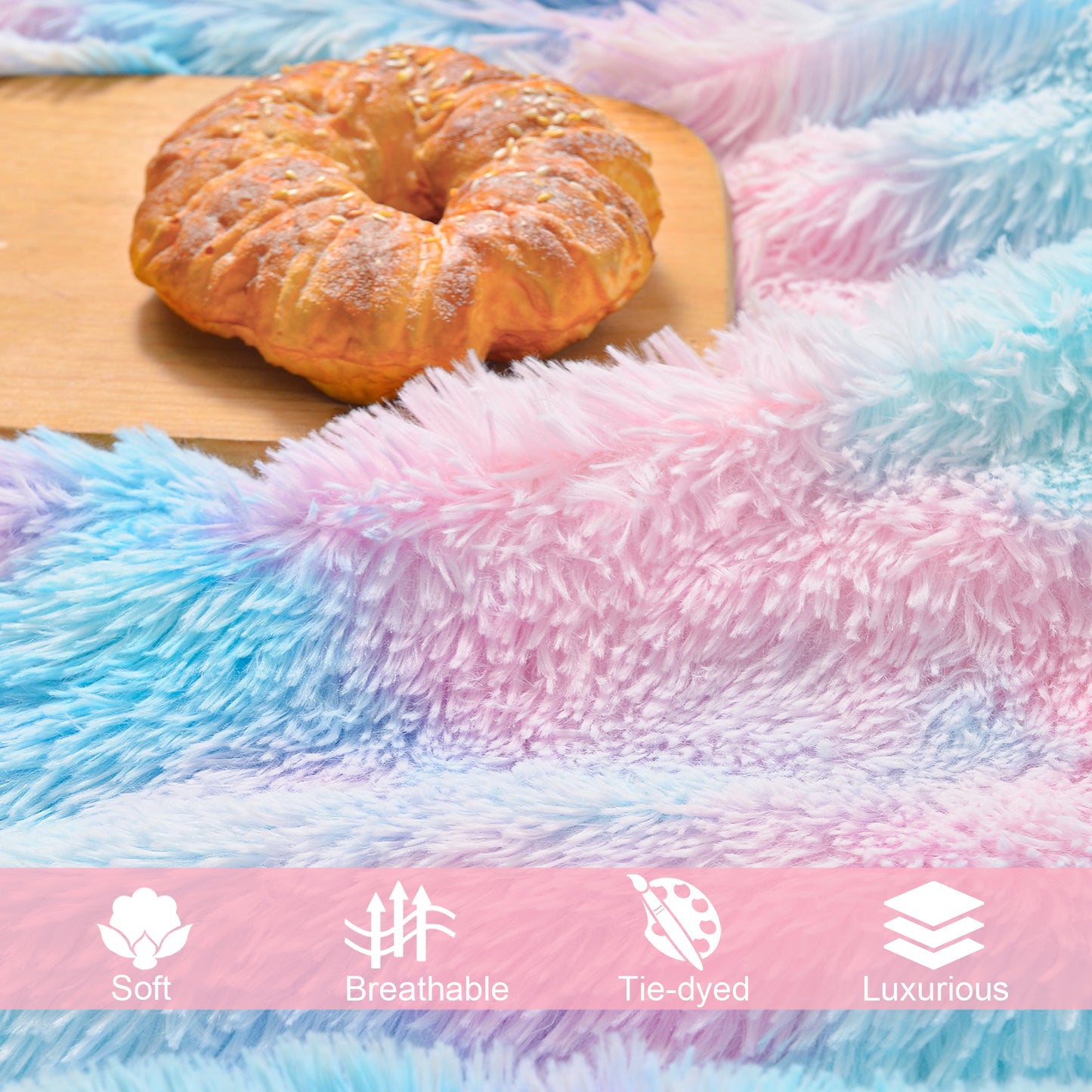 Exclusivo Mezcla Super Soft Fuzzy Faux Fur Throw Blanket, Fluffy Plush Cozy Reversible Shaggy Sherpa Fleece Blankets and Warm Throws for Couch Sofa Bed, 50x60 inches, Aqua
